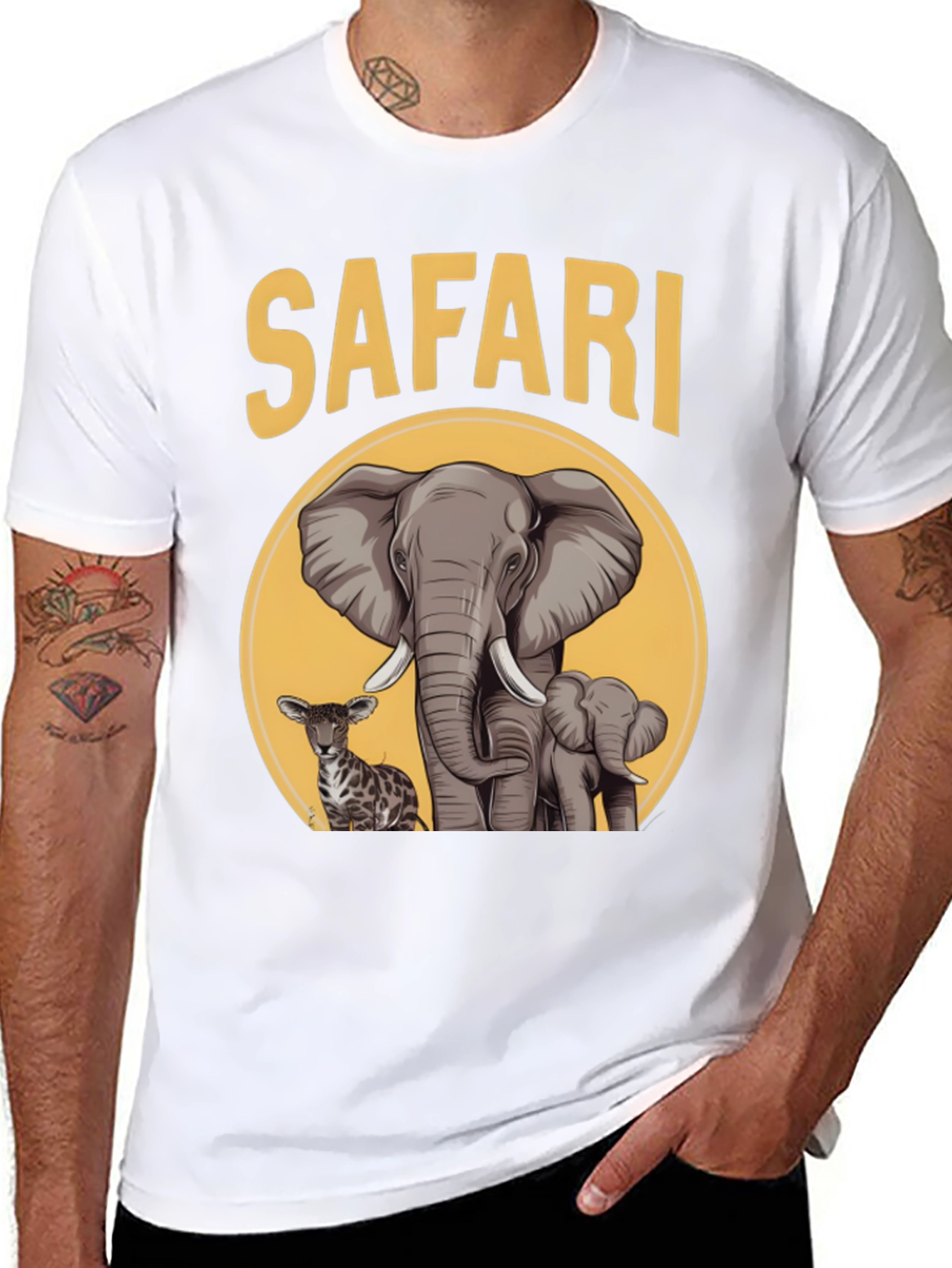 Safari T-Shirt with Elephants and Antelope