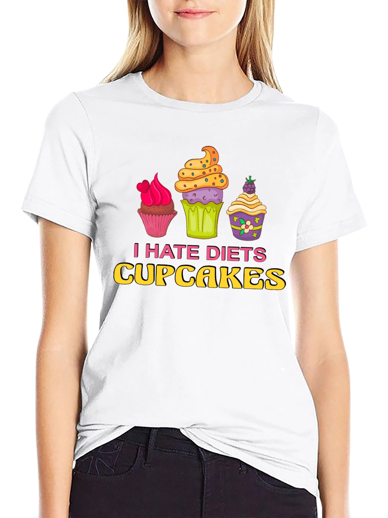 I Hate Diets Cupcakes Funny Graphic T-Shirt