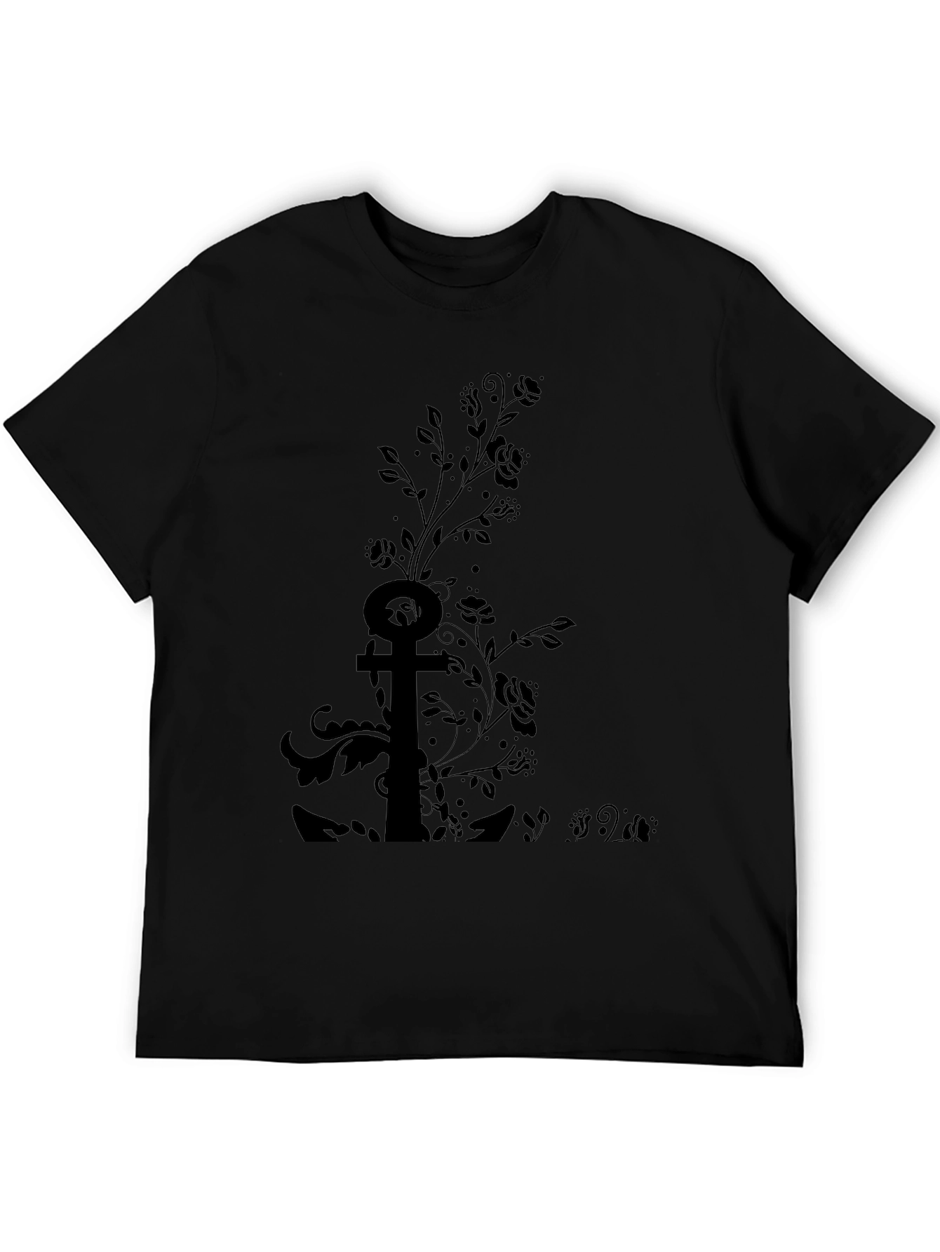 Black Floral Anchor Graphic Tee
