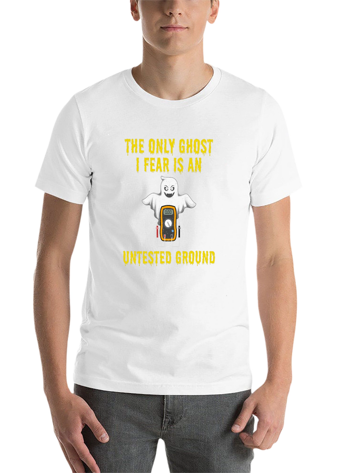 Electrician Halloween Ghost Untested Ground T-Shirt