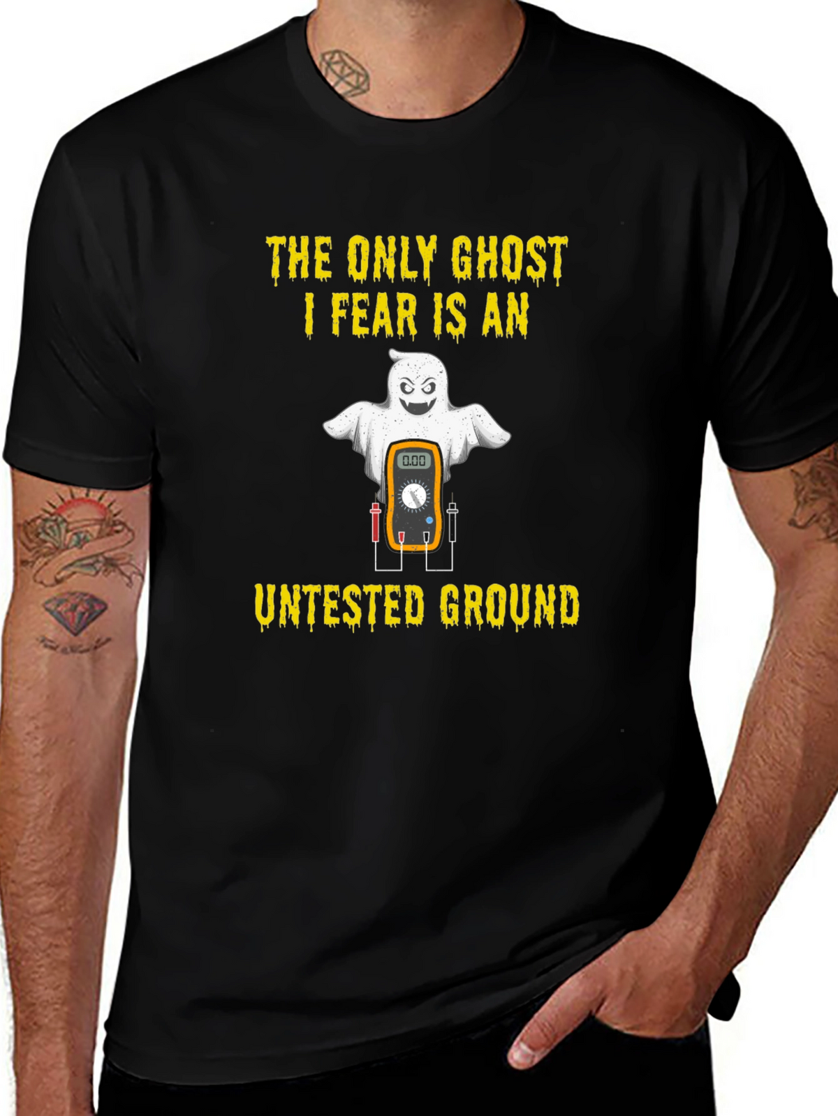Electrician Halloween Ghost Untested Ground T-Shirt
