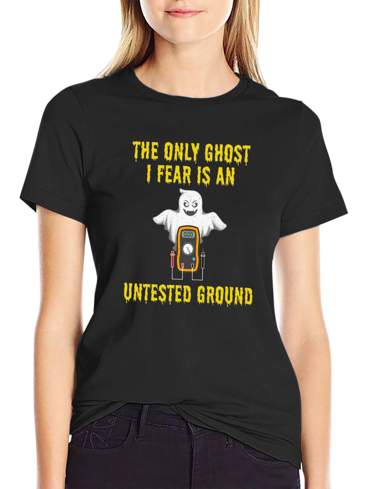Electrician Halloween Ghost Untested Ground T-Shirt