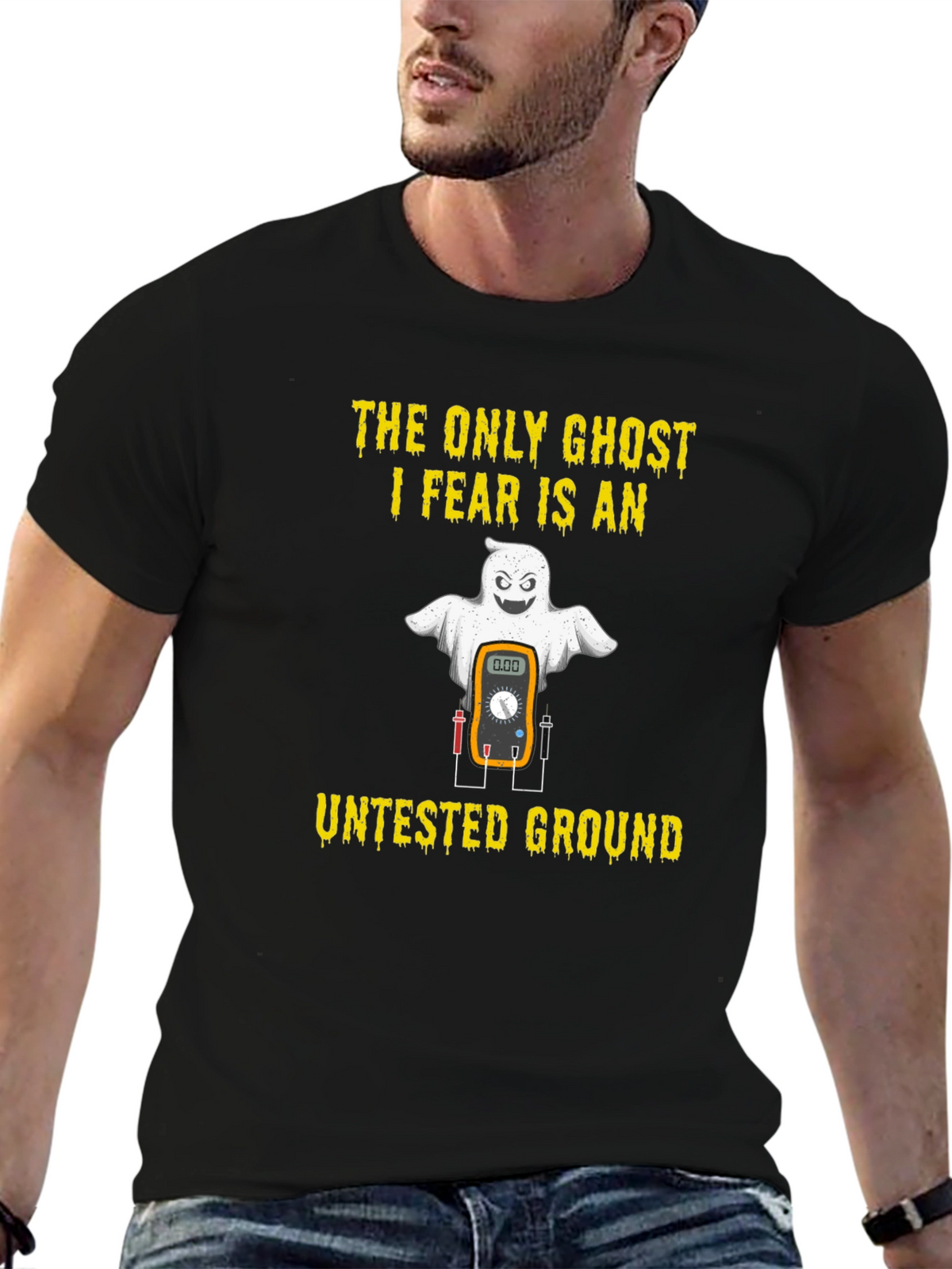 Electrician Halloween Ghost Untested Ground T-Shirt