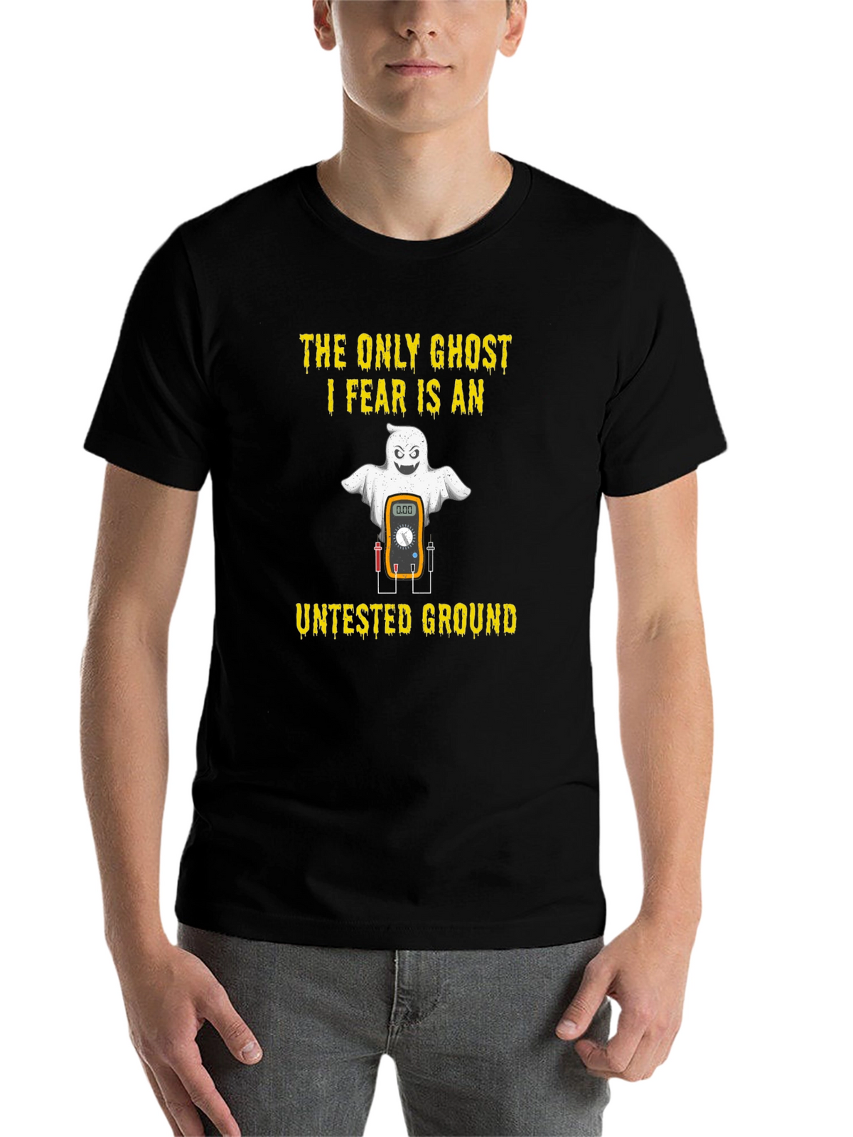 Electrician Halloween Ghost Untested Ground T-Shirt