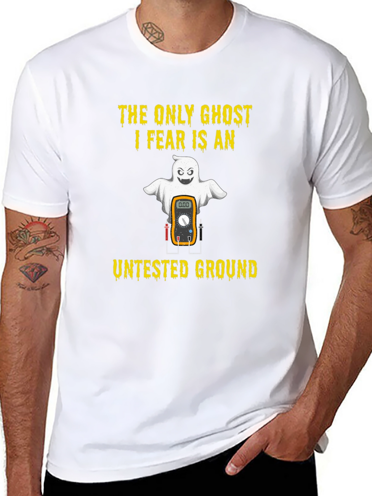 Electrician Halloween Ghost Untested Ground T-Shirt