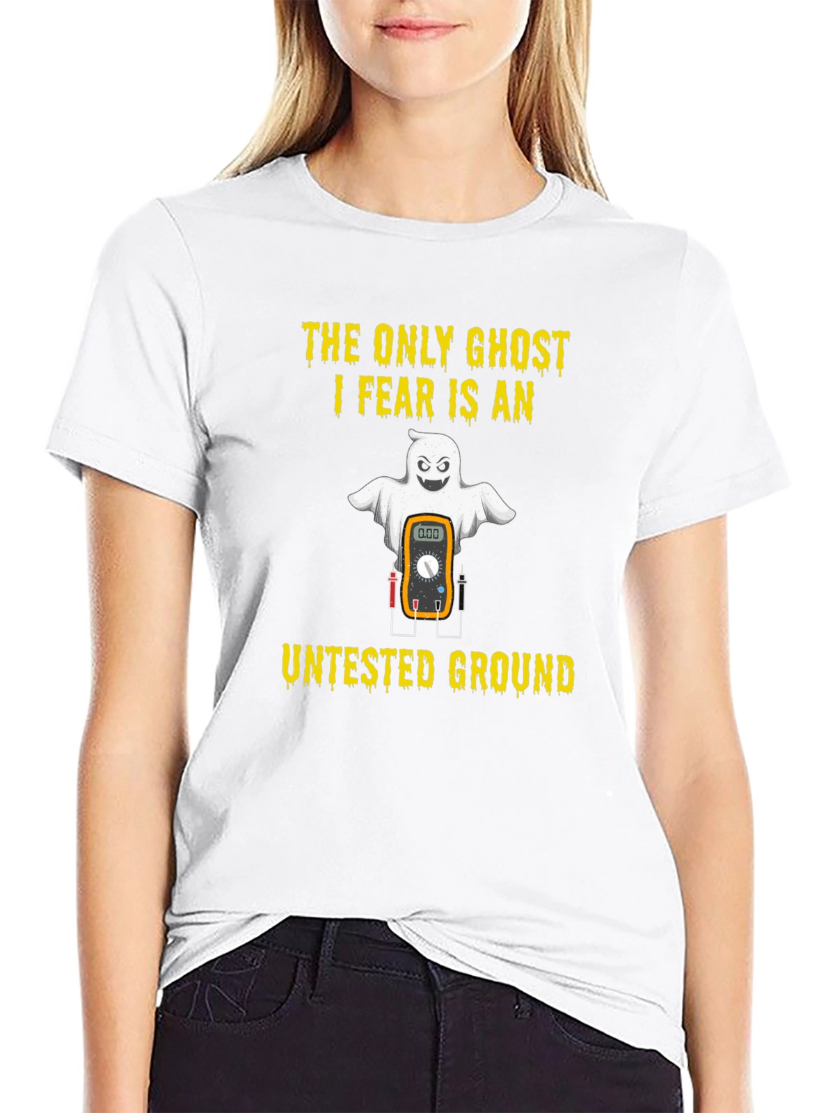 Electrician Halloween Ghost Untested Ground T-Shirt