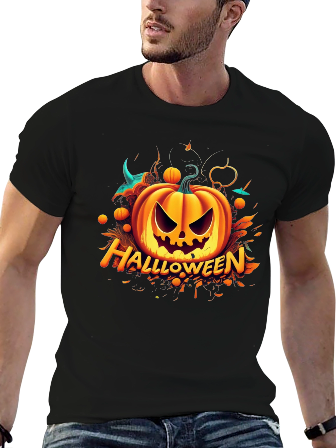 Halloween Pumpkin Graphic T-Shirt - Spooky Season Apparel