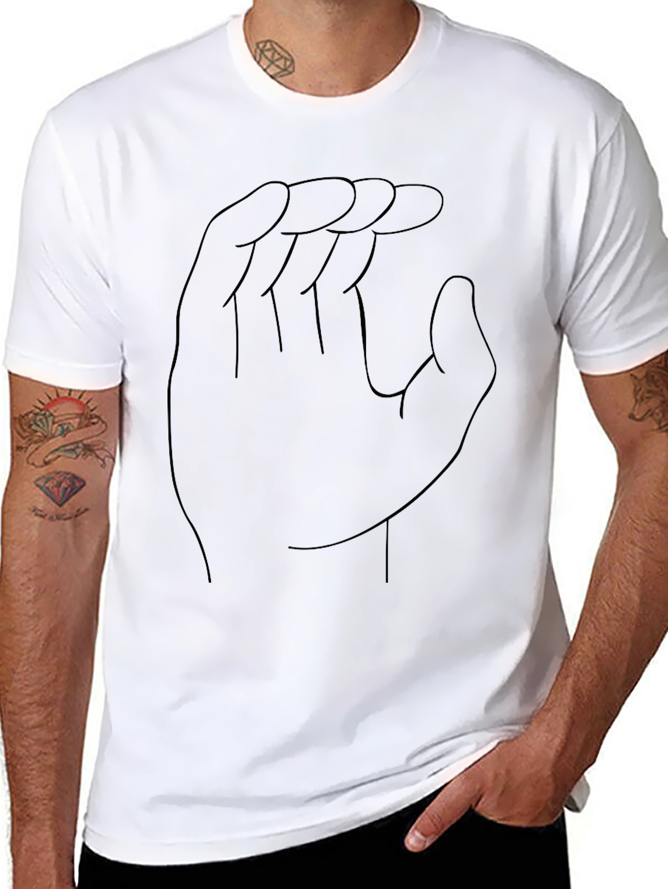 Hand Gesture Outline Black Tee
