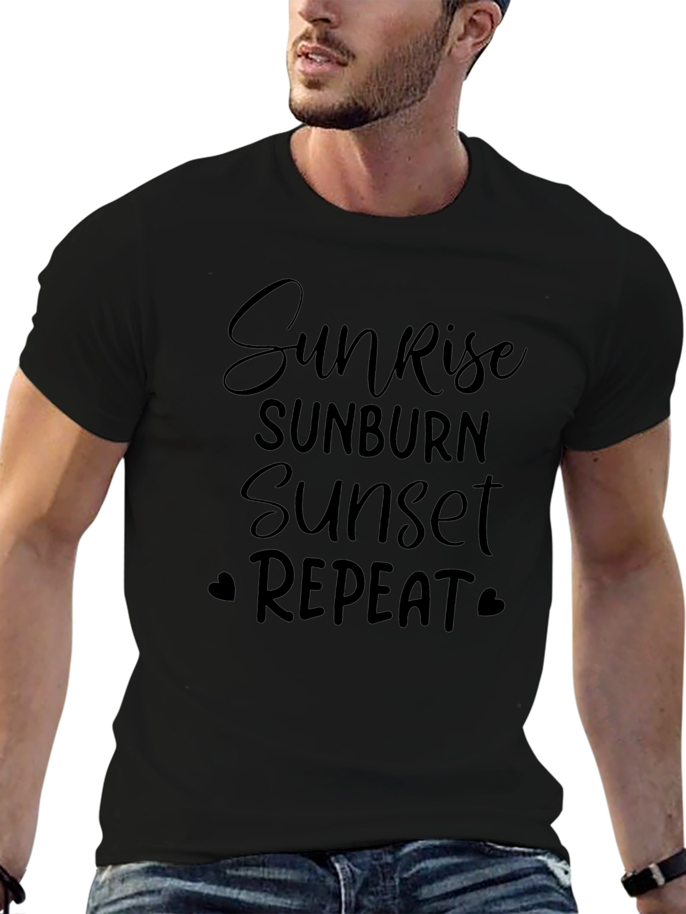 Sunrise Sunburn Sunset Repeat Black T-Shirt