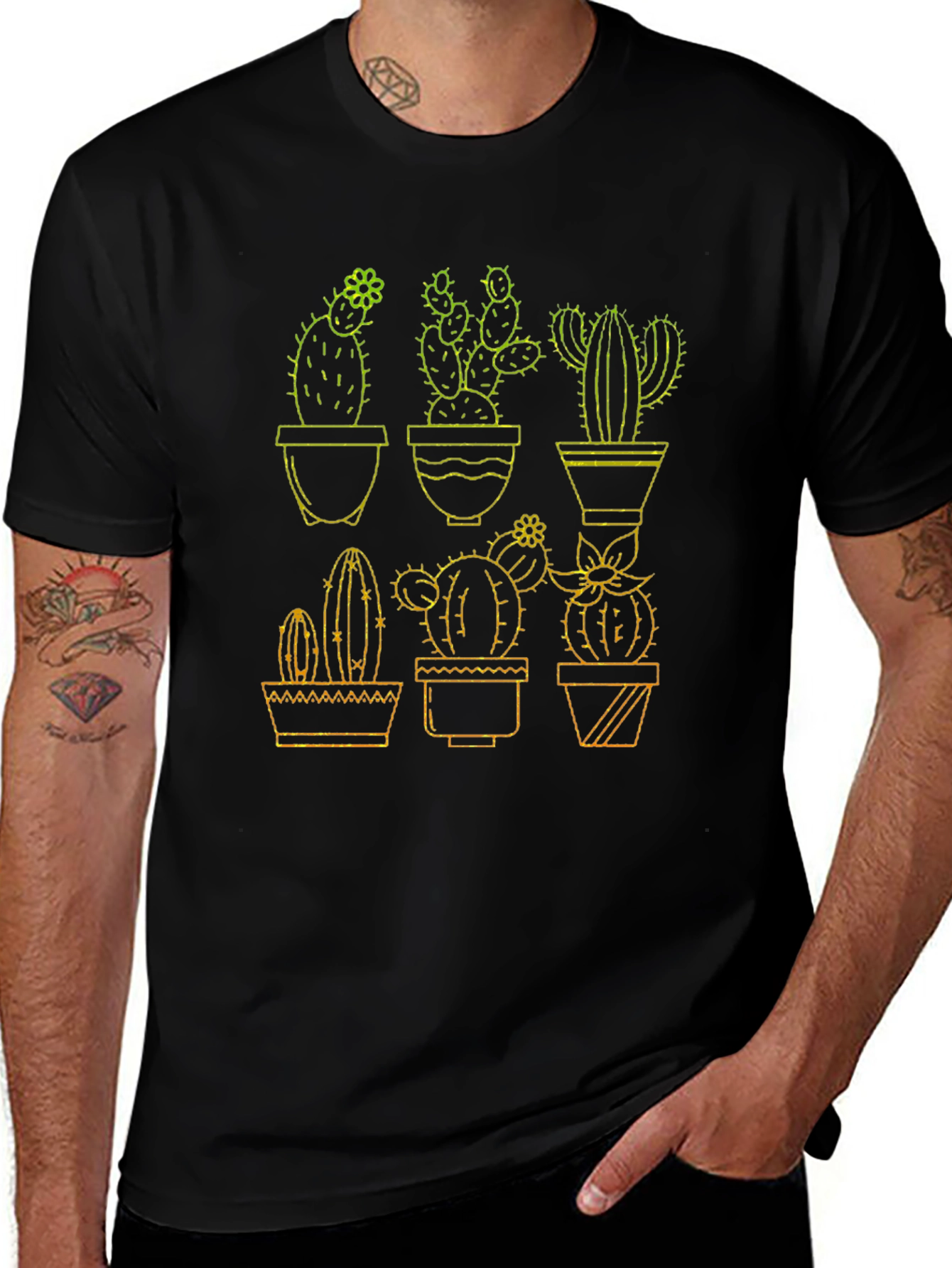 Cactus Graphic Tee - Black Cotton T-Shirt