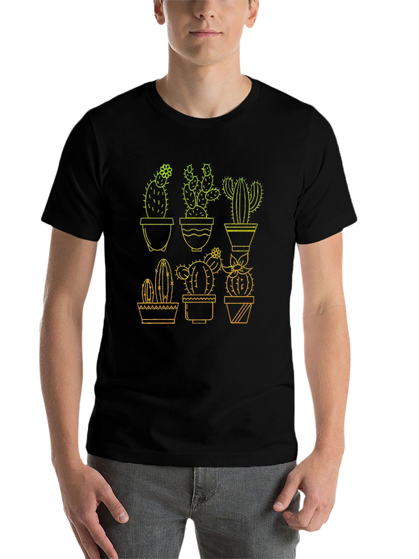 Cactus Graphic Tee - Black Cotton T-Shirt