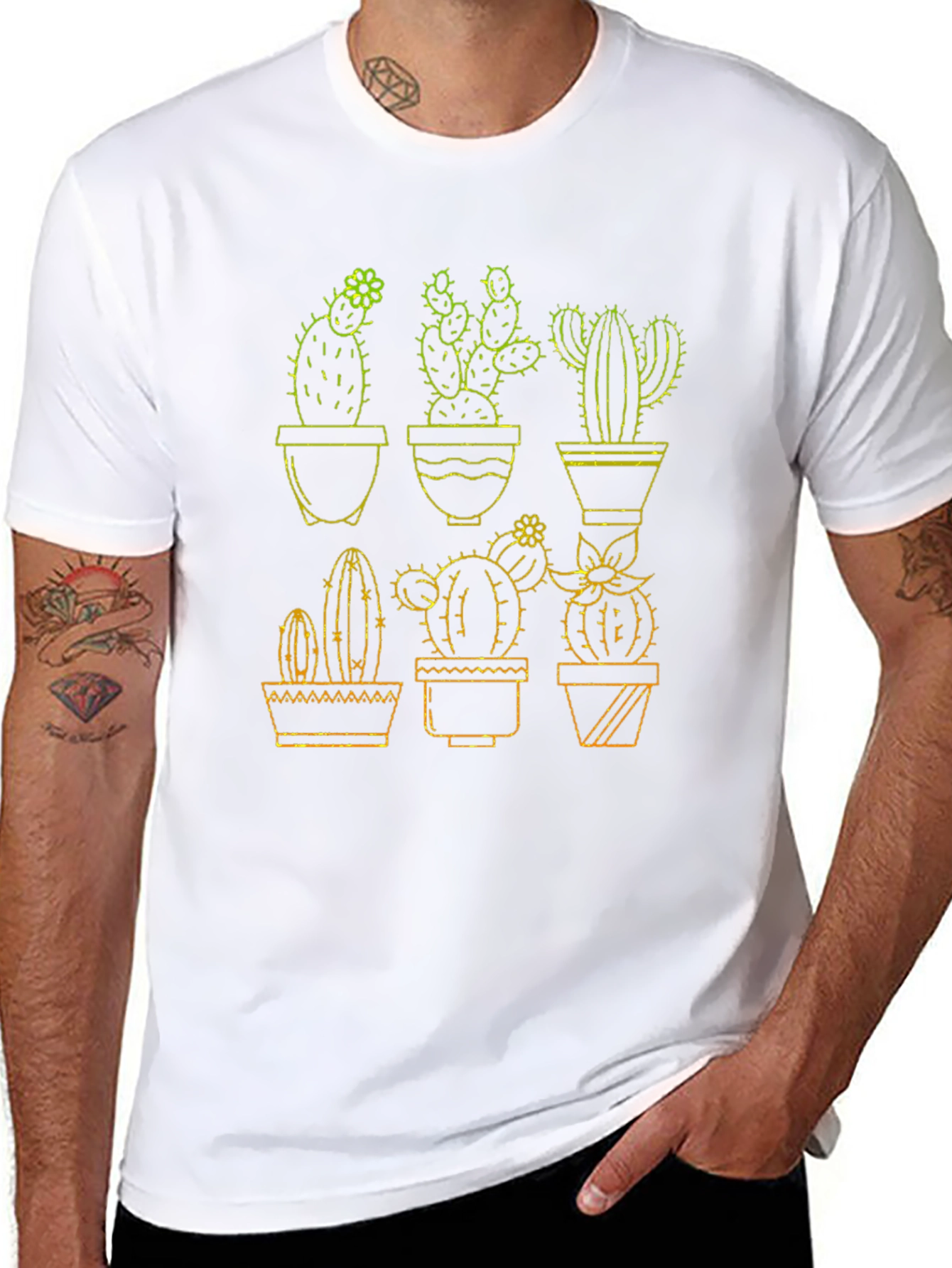 Cactus Graphic Tee - Black Cotton T-Shirt