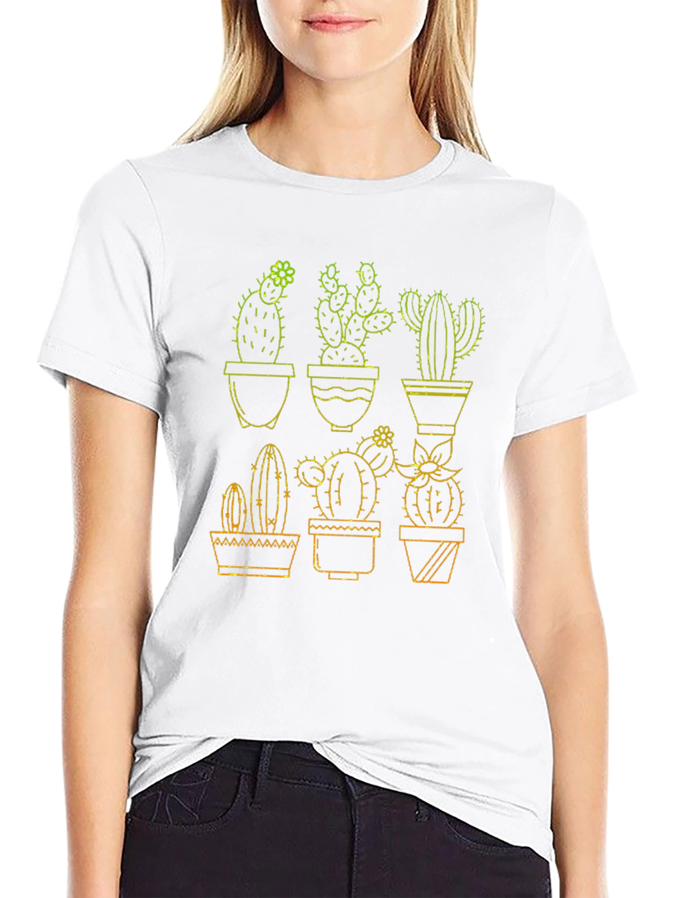 Cactus Graphic Tee - Black Cotton T-Shirt