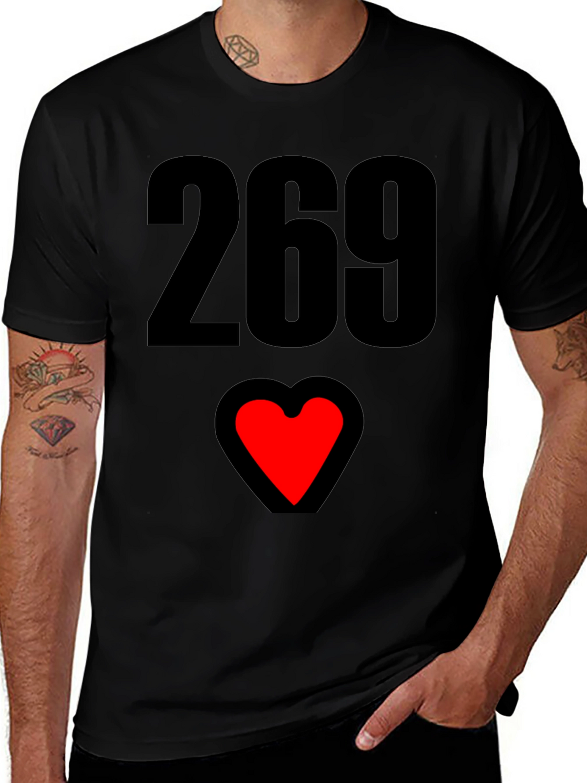 269 Heart Graphic T-Shirt - Black