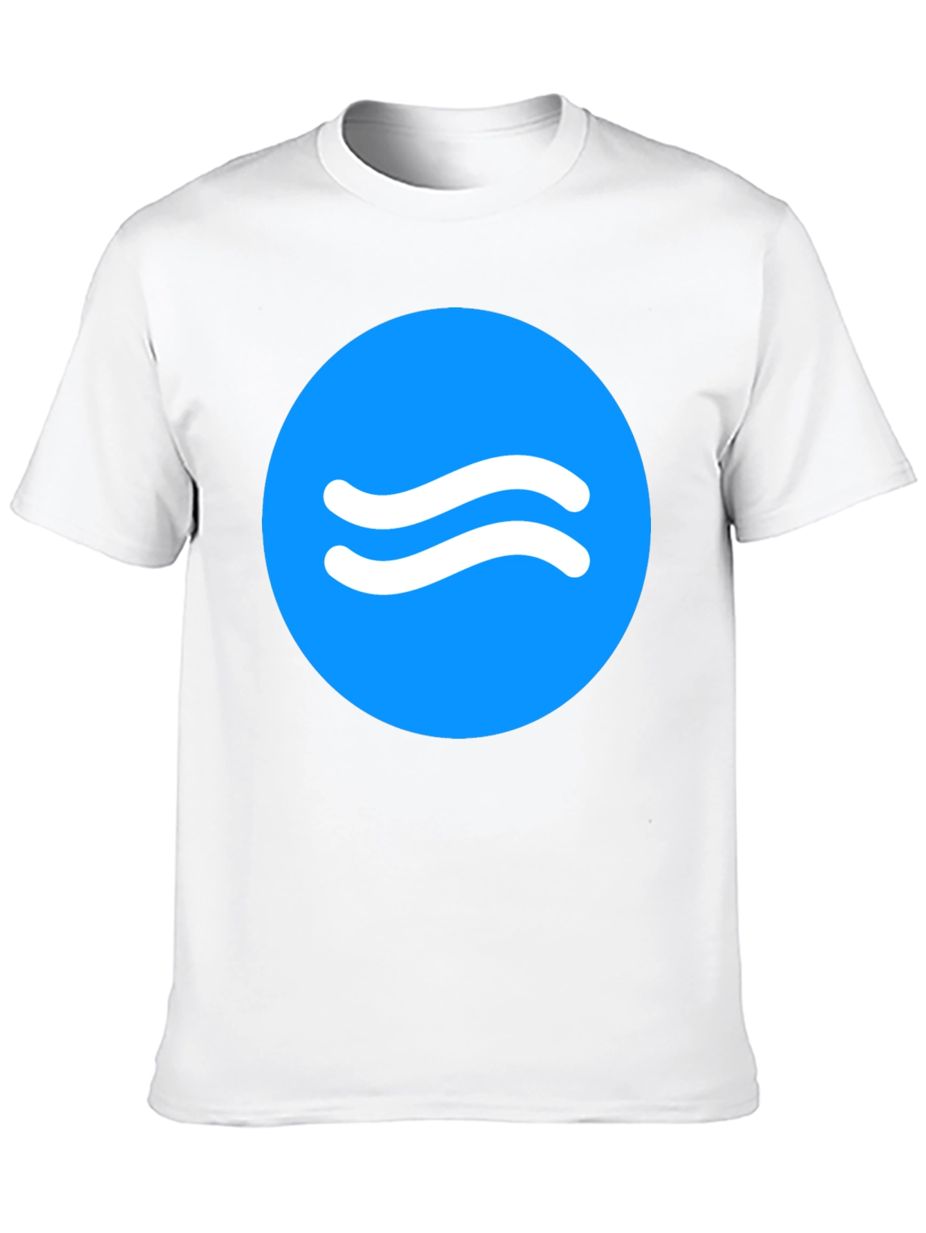 Trendy Black Tee with Blue Wave Circle Design