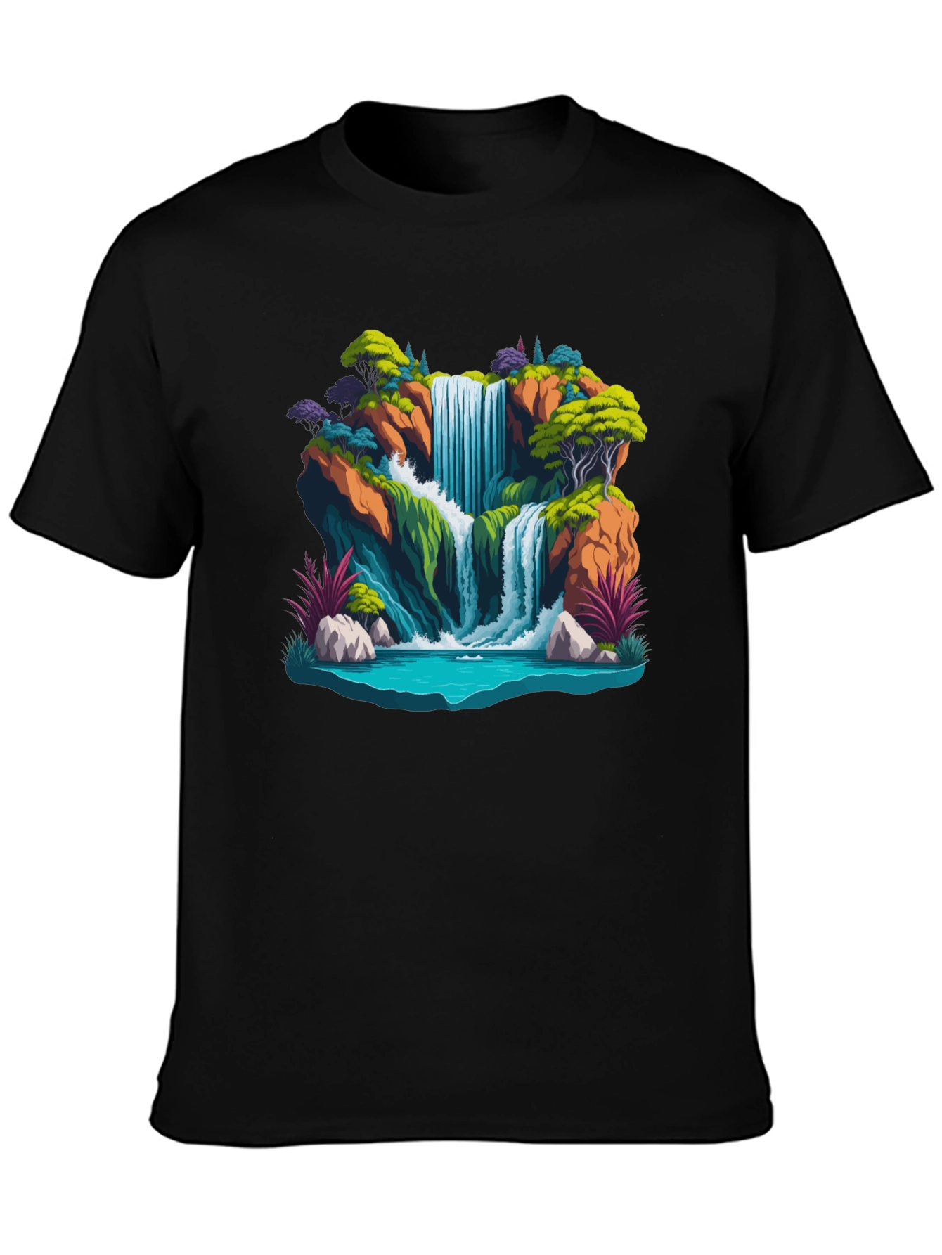 Waterfall Graphic Tee - Nature Scene Shirt