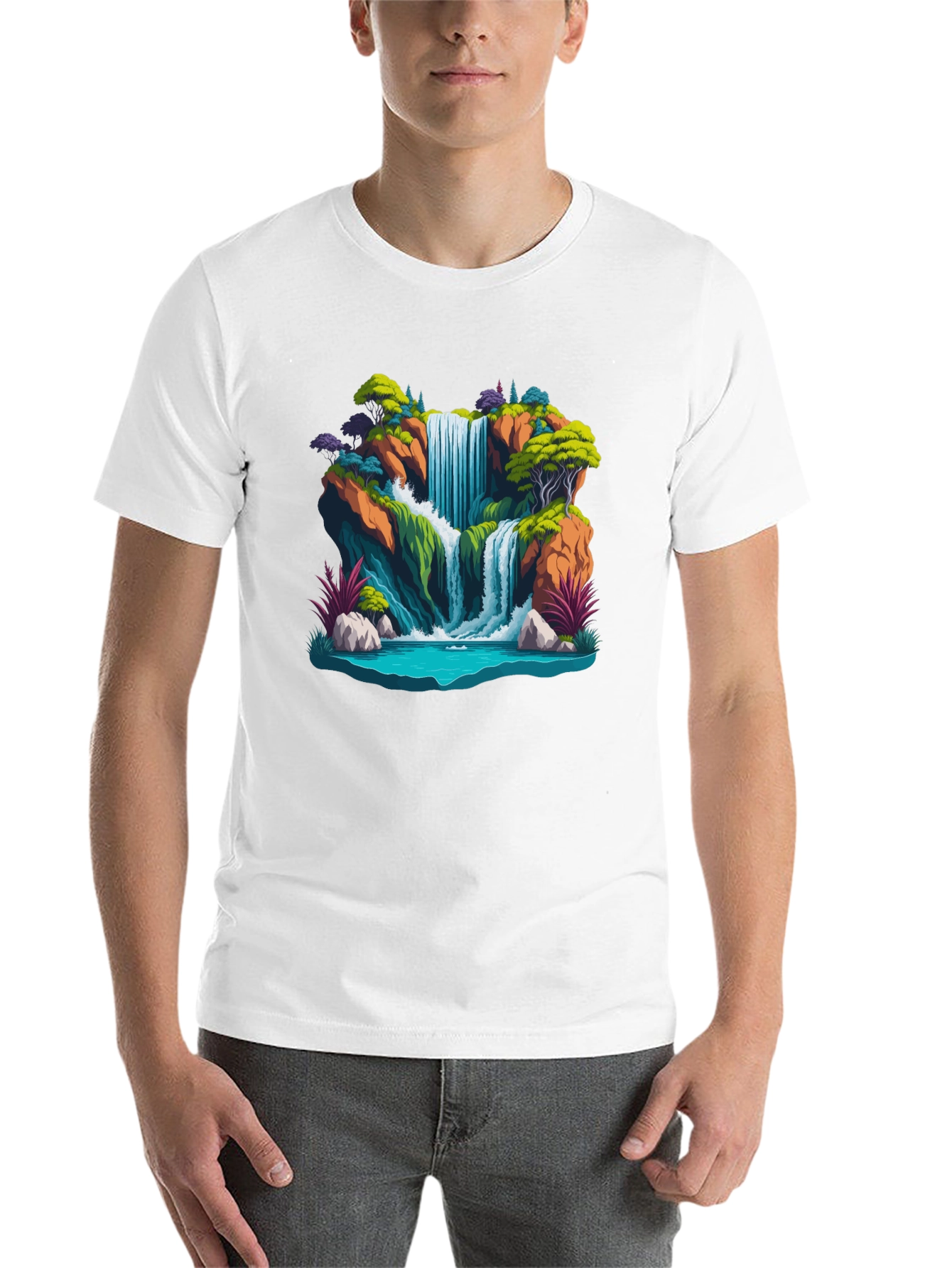 Waterfall Graphic Tee - Nature Scene Shirt