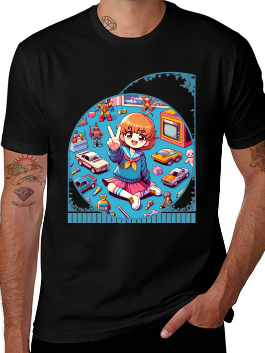Anime Girl and Toys Graphic T-Shirt