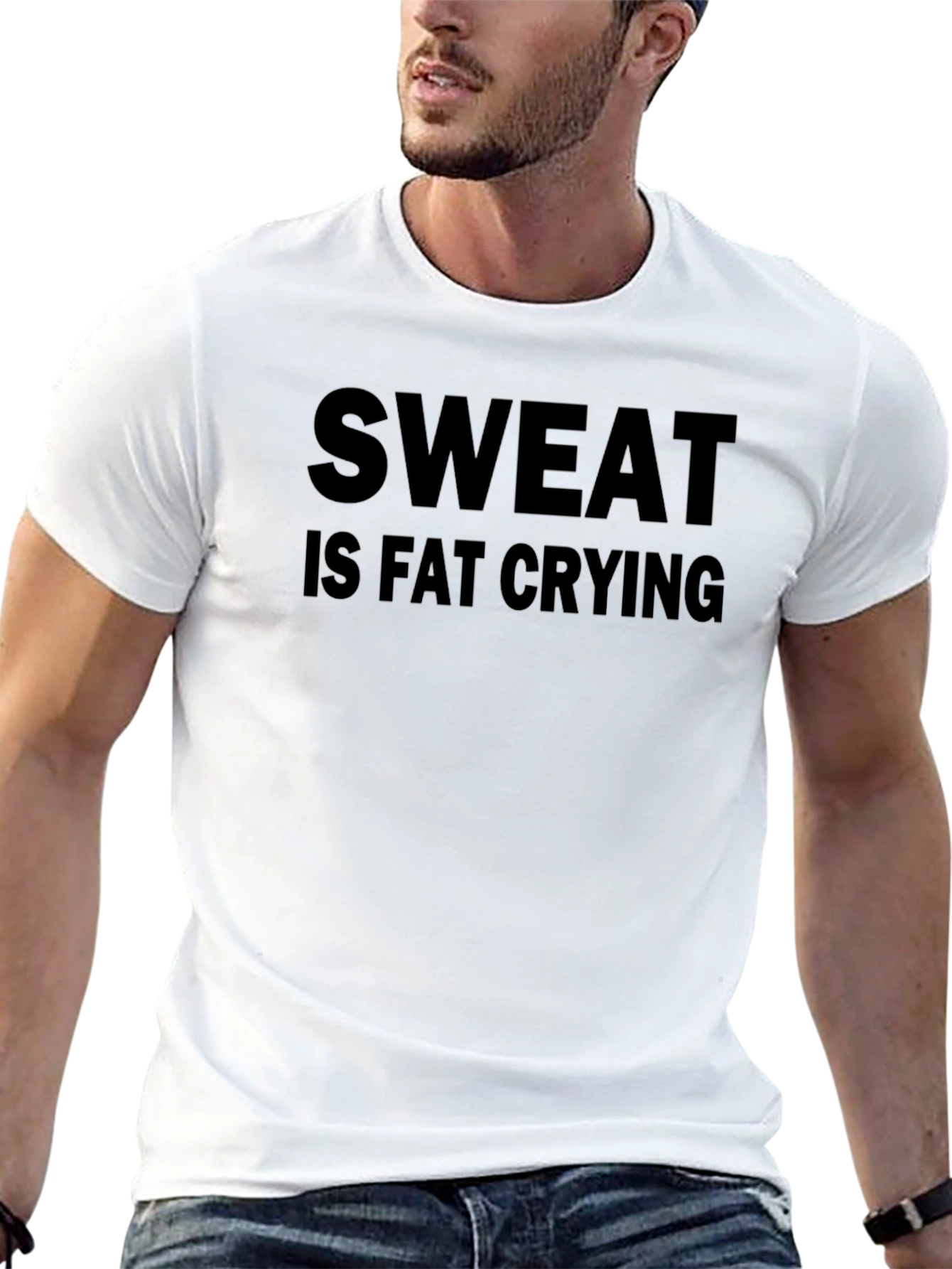 Sweat is Fat Crying Black Graphic Tee