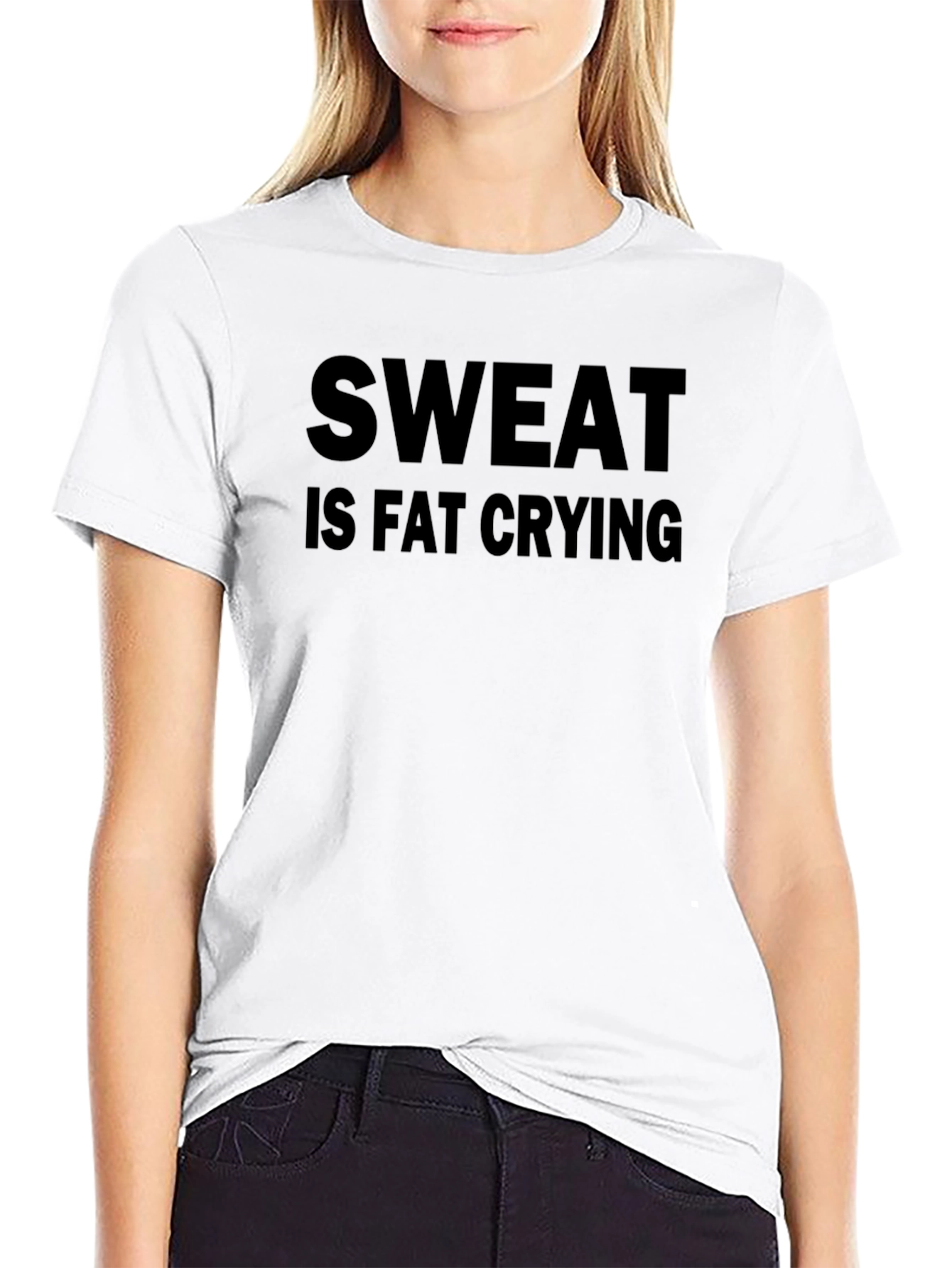 Sweat is Fat Crying Black Graphic Tee