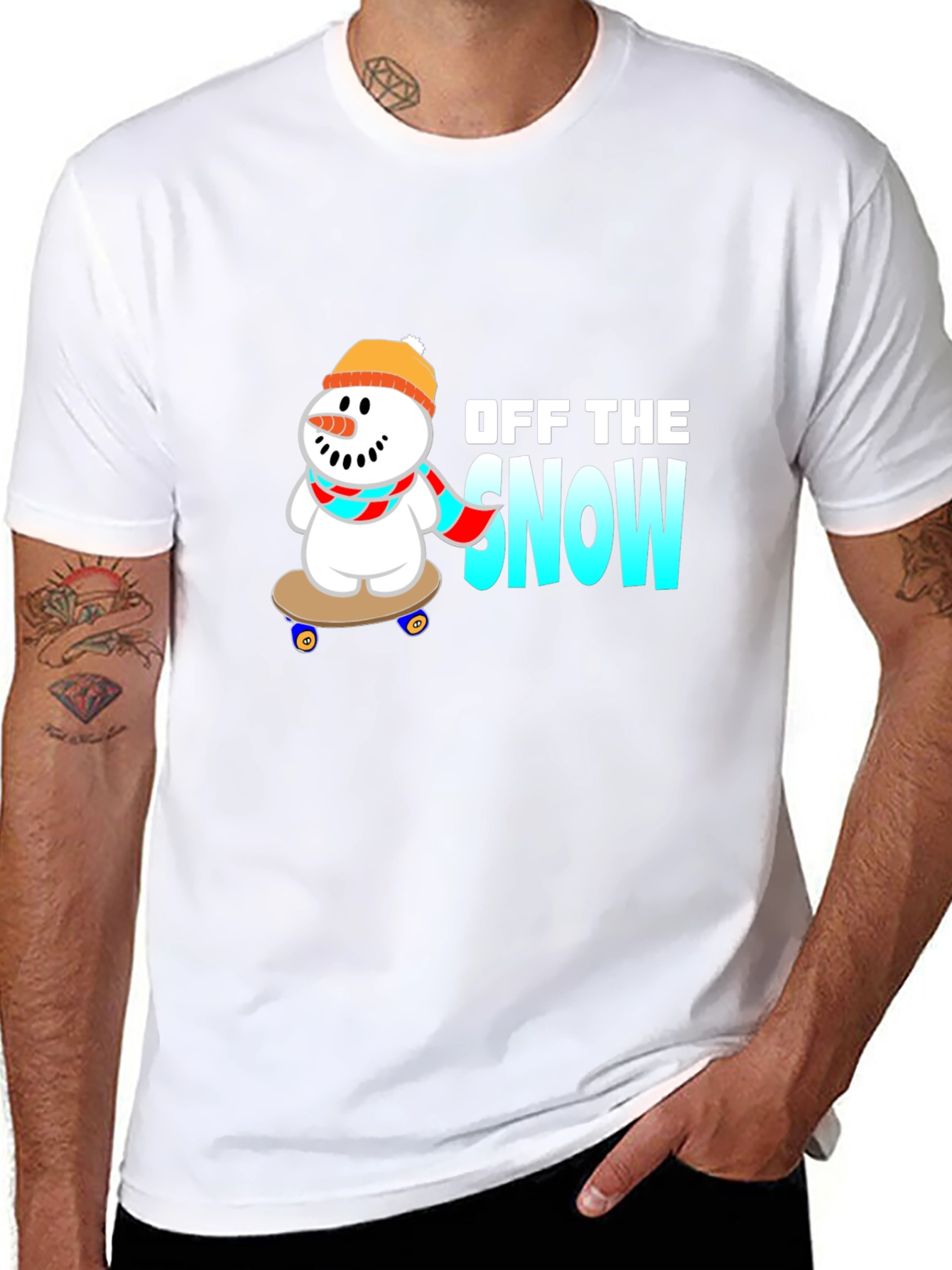 Off the Snow Skateboard Snowman Graphic Tee
