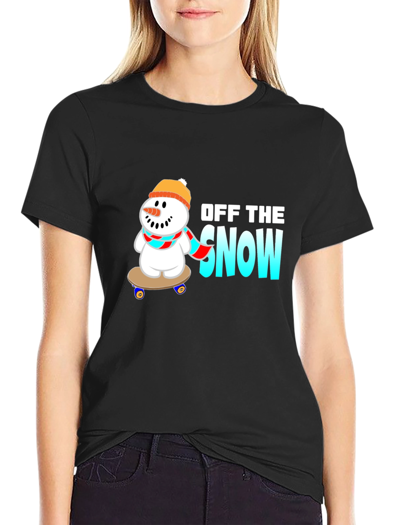 Off the Snow Skateboard Snowman Graphic Tee