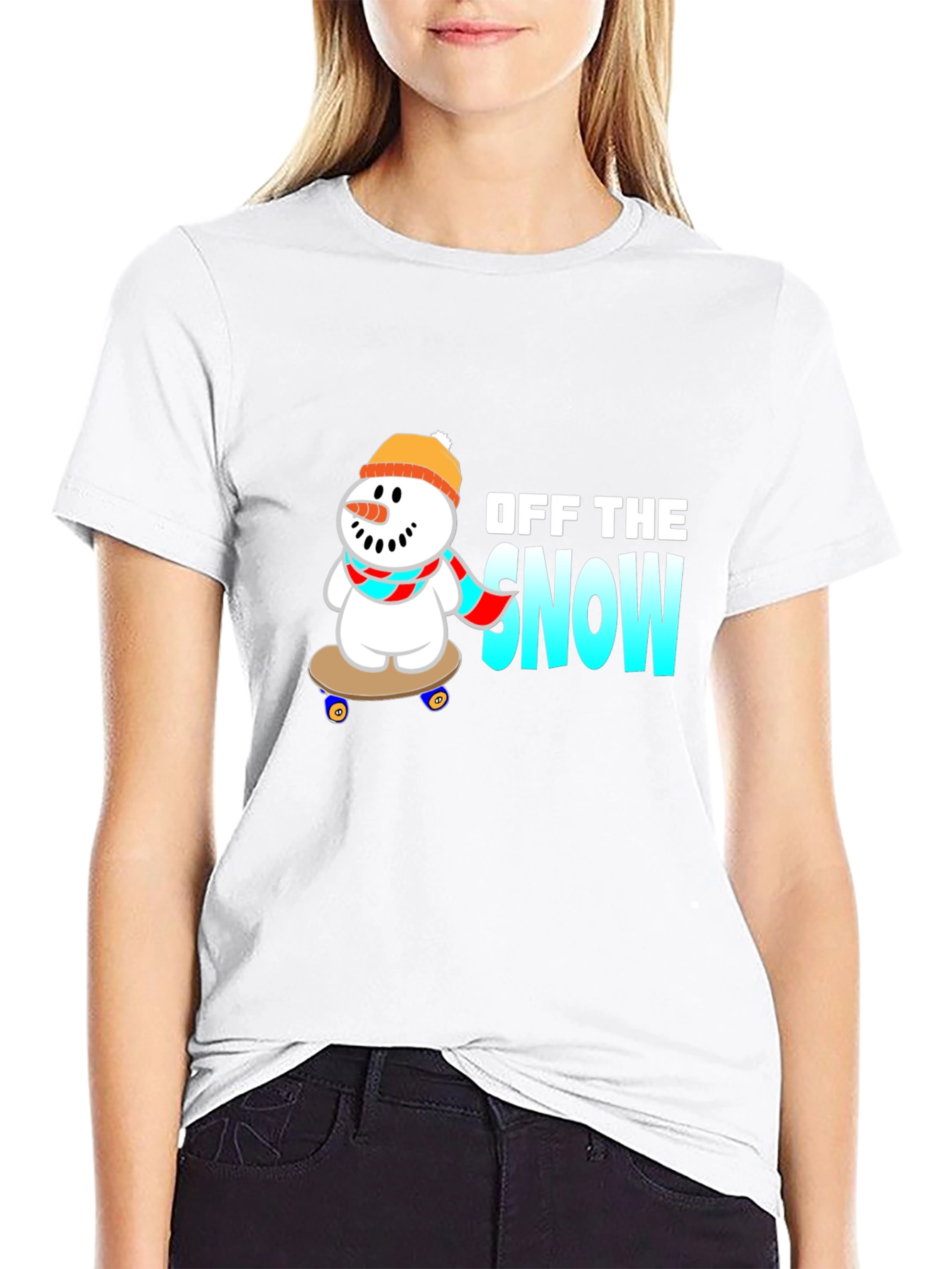 Off the Snow Skateboard Snowman Graphic Tee