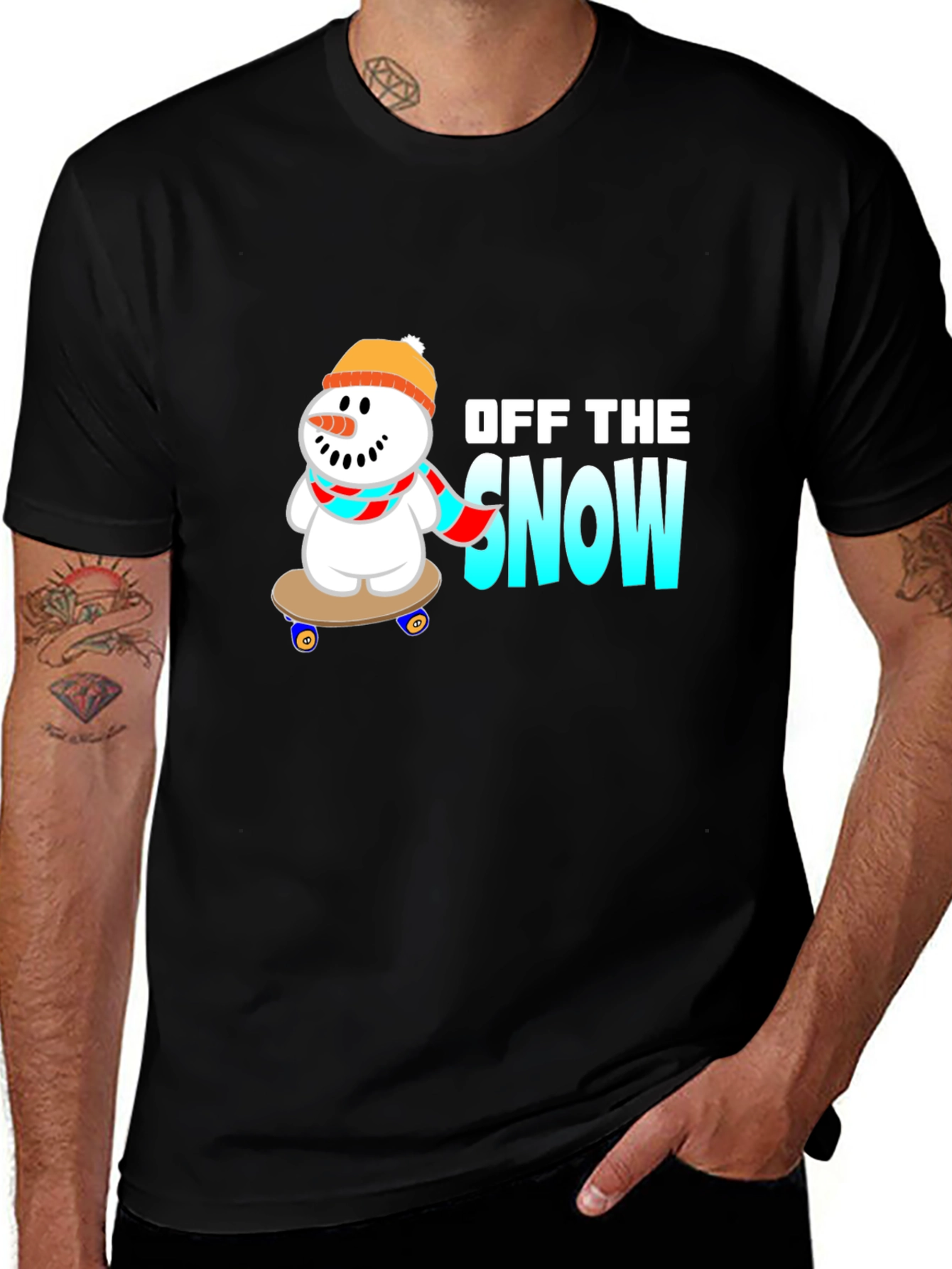 Off the Snow Skateboard Snowman Graphic Tee