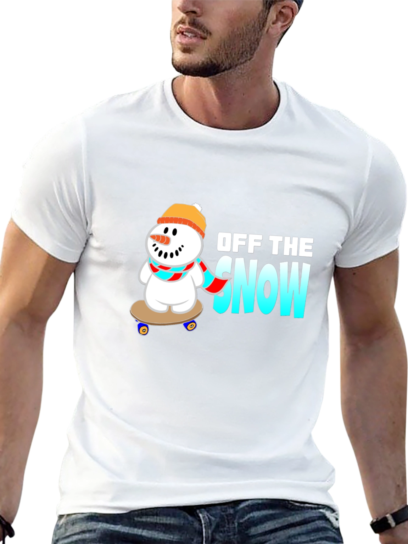 Off the Snow Skateboard Snowman Graphic Tee
