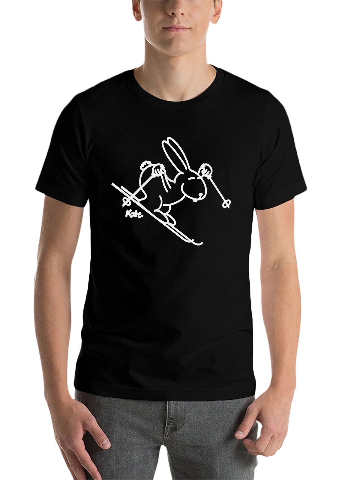 Skiing Rabbit Graphic T-Shirt - Unisex Cotton Tee