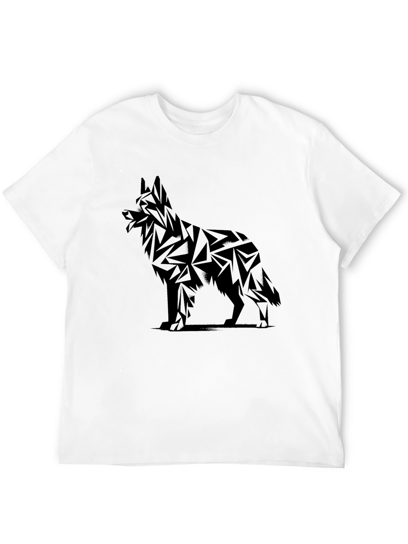 Geometric Dog Graphic Tee - Black Cotton
