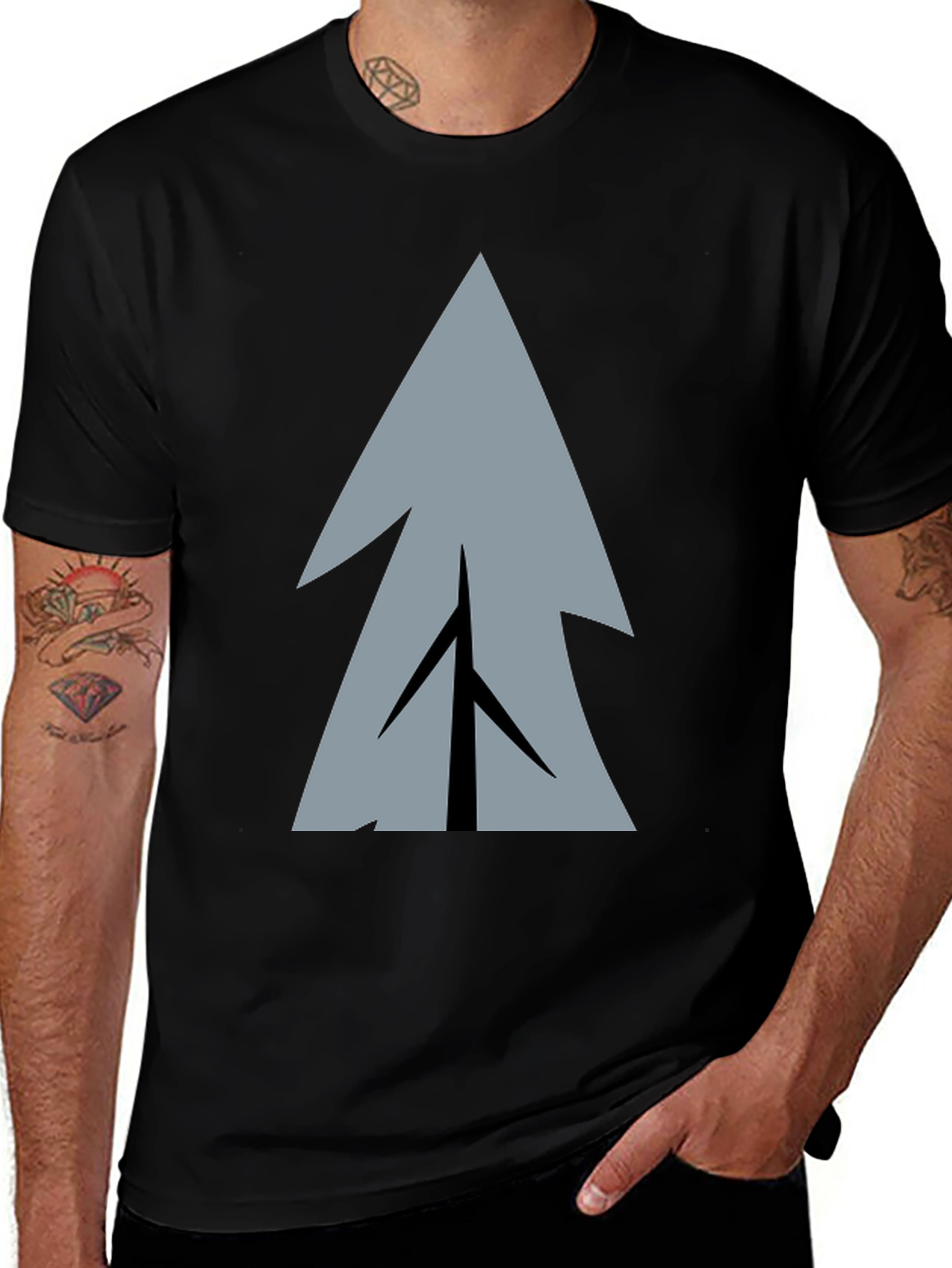 Geometric Tree Graphic Print T-Shirt
