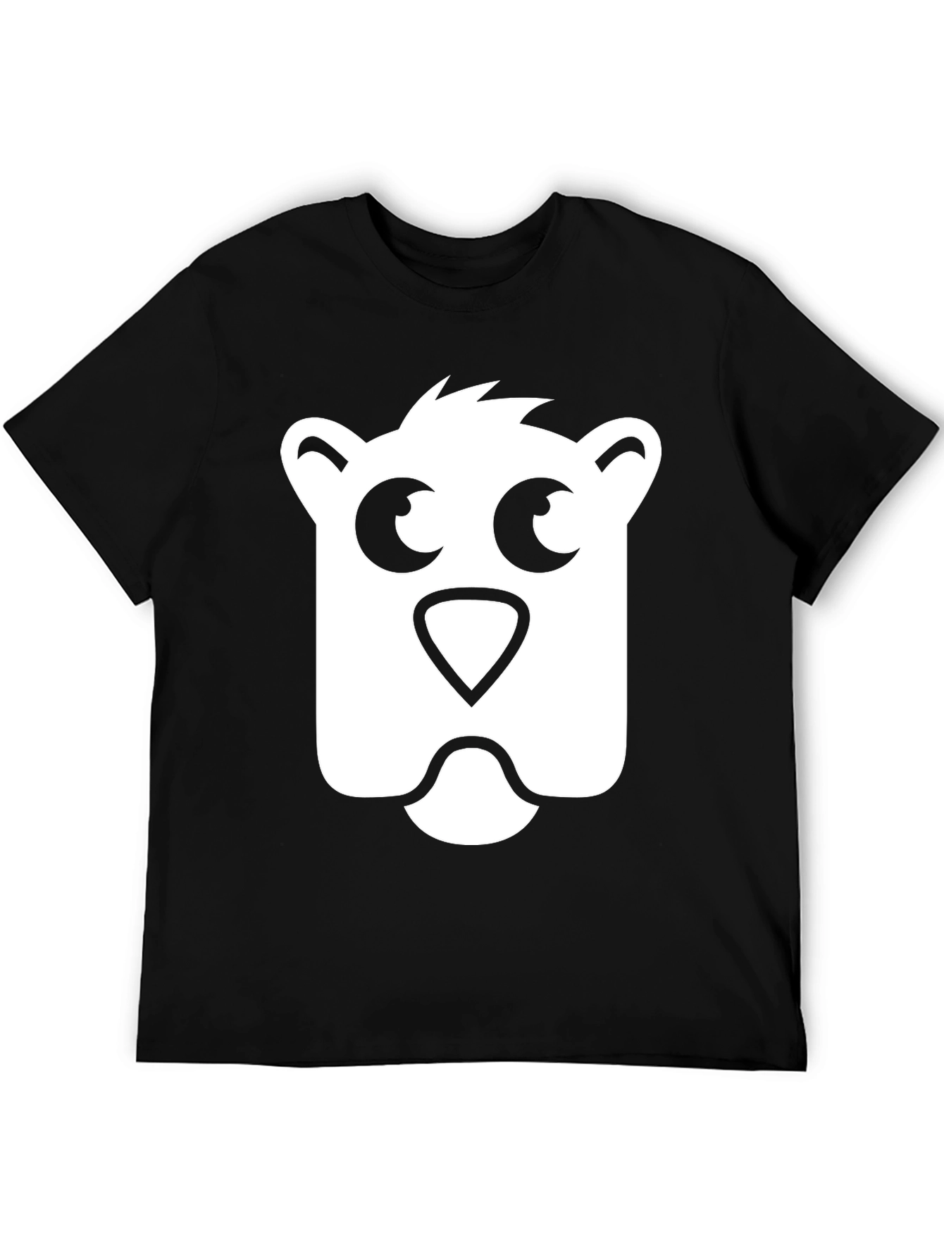 Bear Face Graphic Tee - Black Cotton T-Shirt