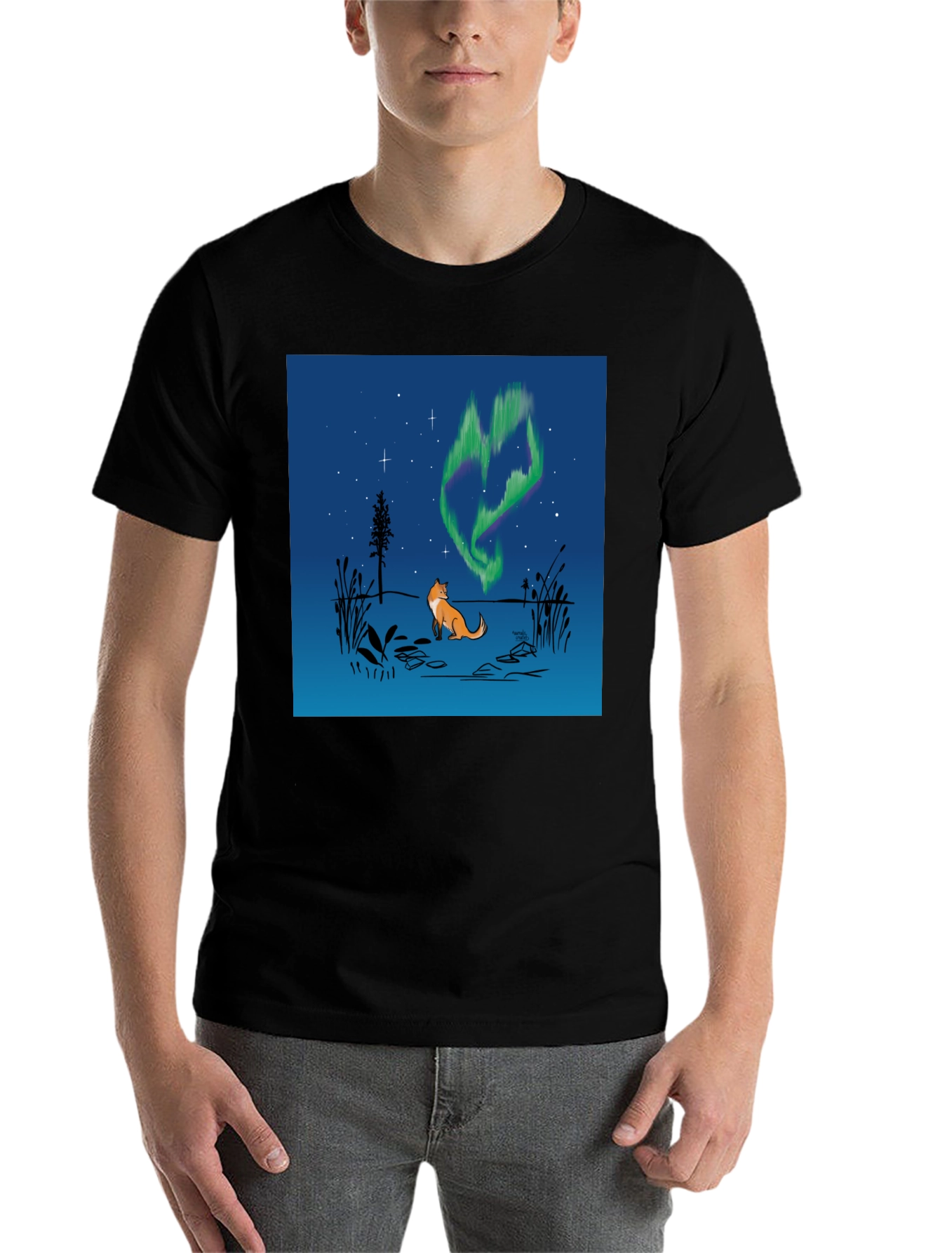 Fox & Aurora Borealis Graphic Tee