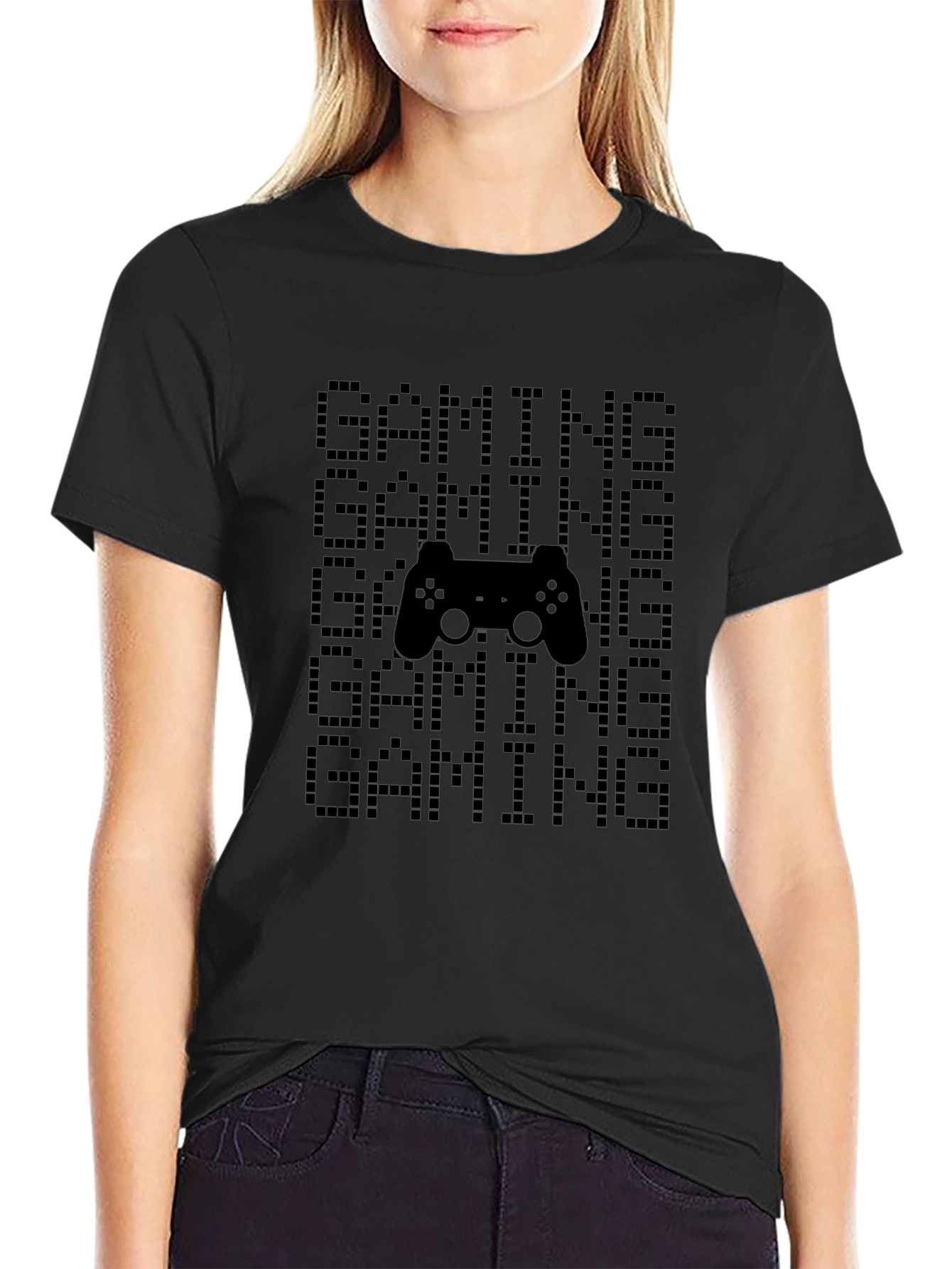 Gaming Pixel Art Black T-Shirt