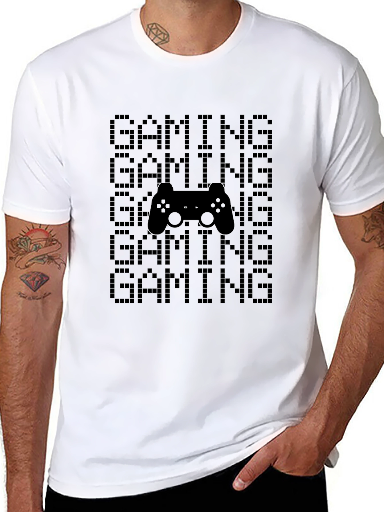 Gaming Pixel Art Black T-Shirt