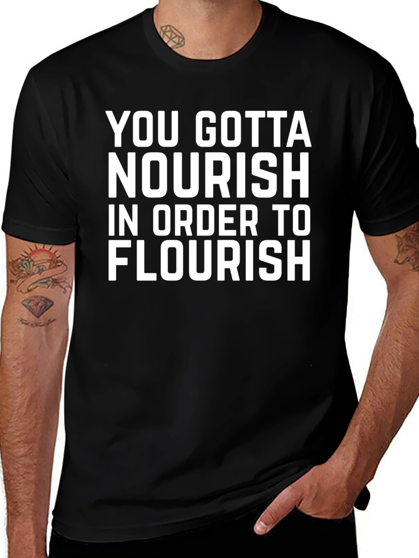 Nourish to Flourish Black T-Shirt