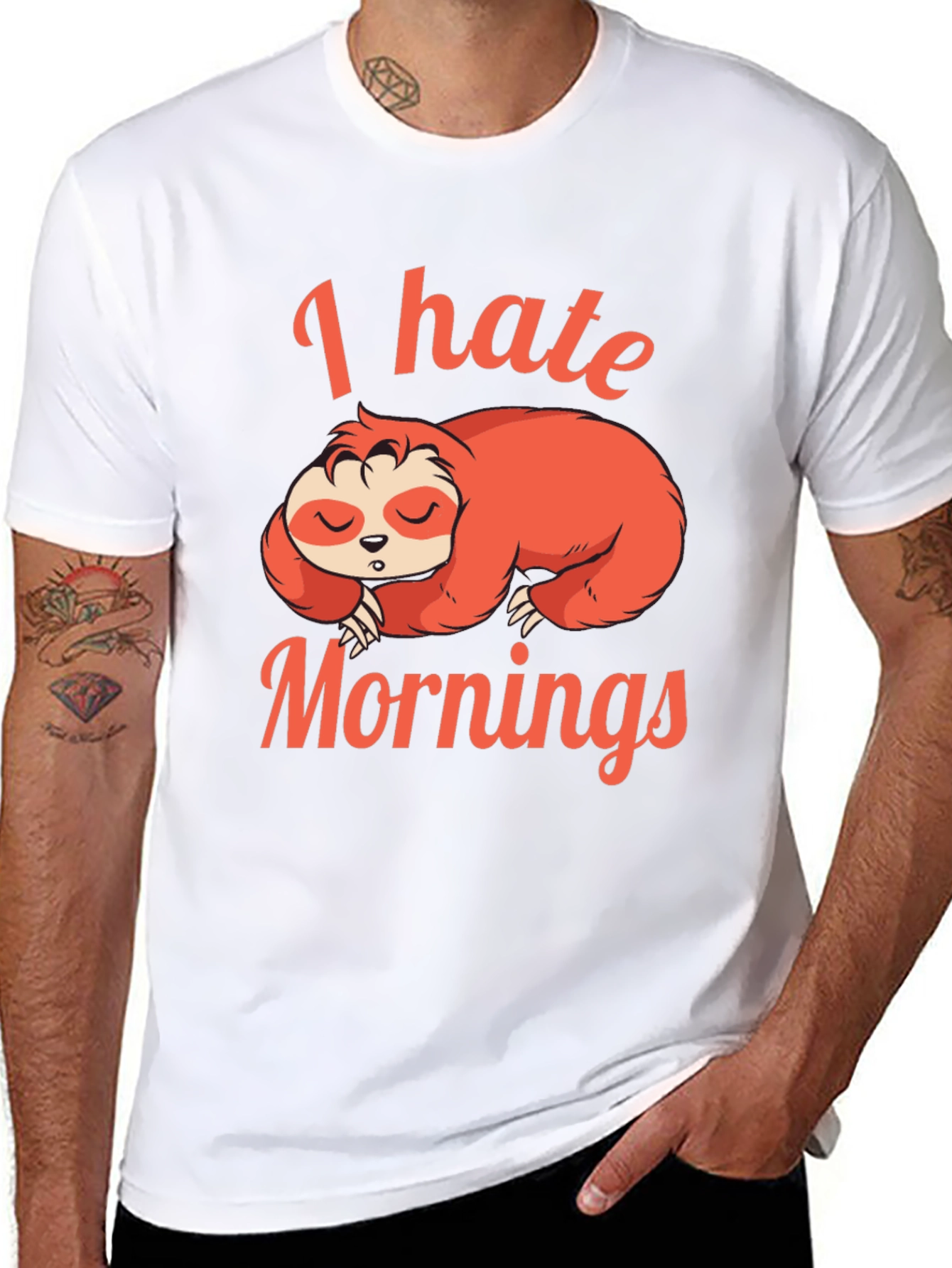 I Hate Mornings Sloth Graphic T-Shirt
