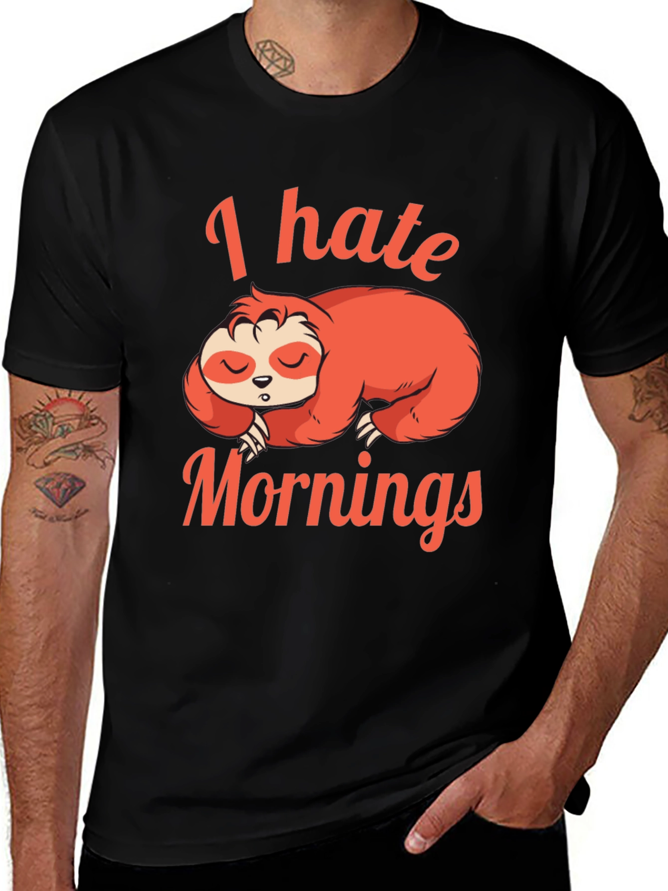 I Hate Mornings Sloth Graphic T-Shirt