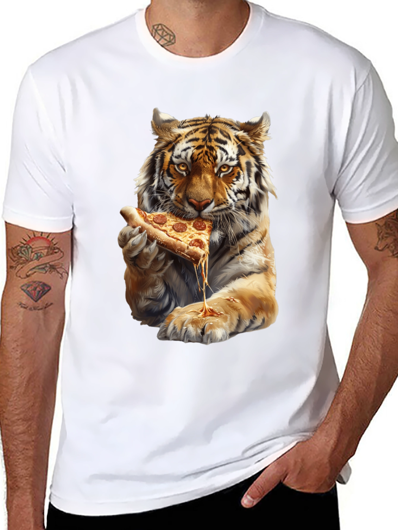 Tiger Eating Pizza Graphic Tee