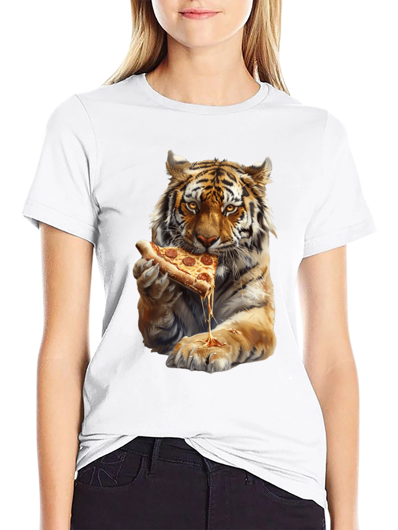 Tiger Eating Pizza Graphic Tee