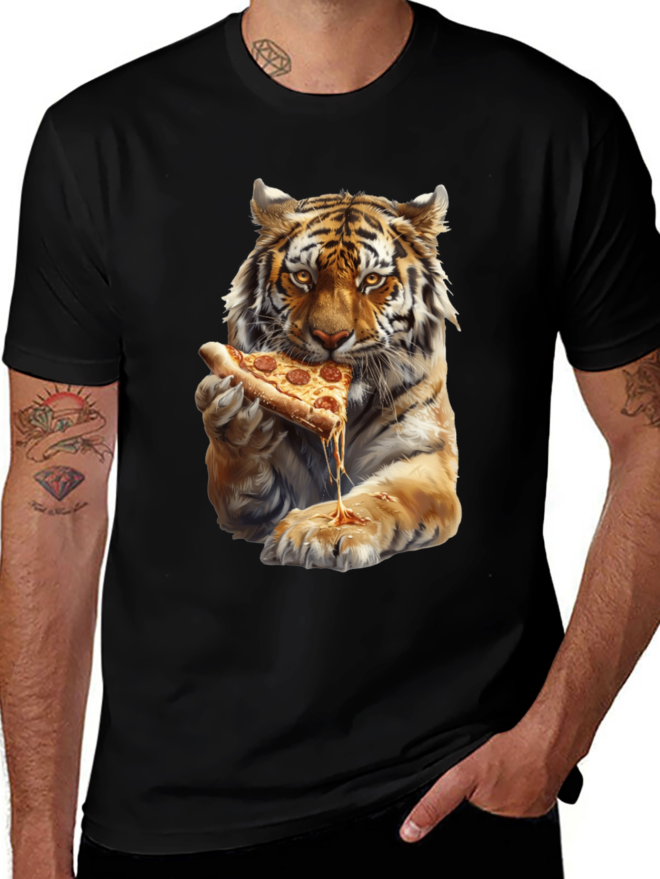 Tiger Eating Pizza Graphic Tee