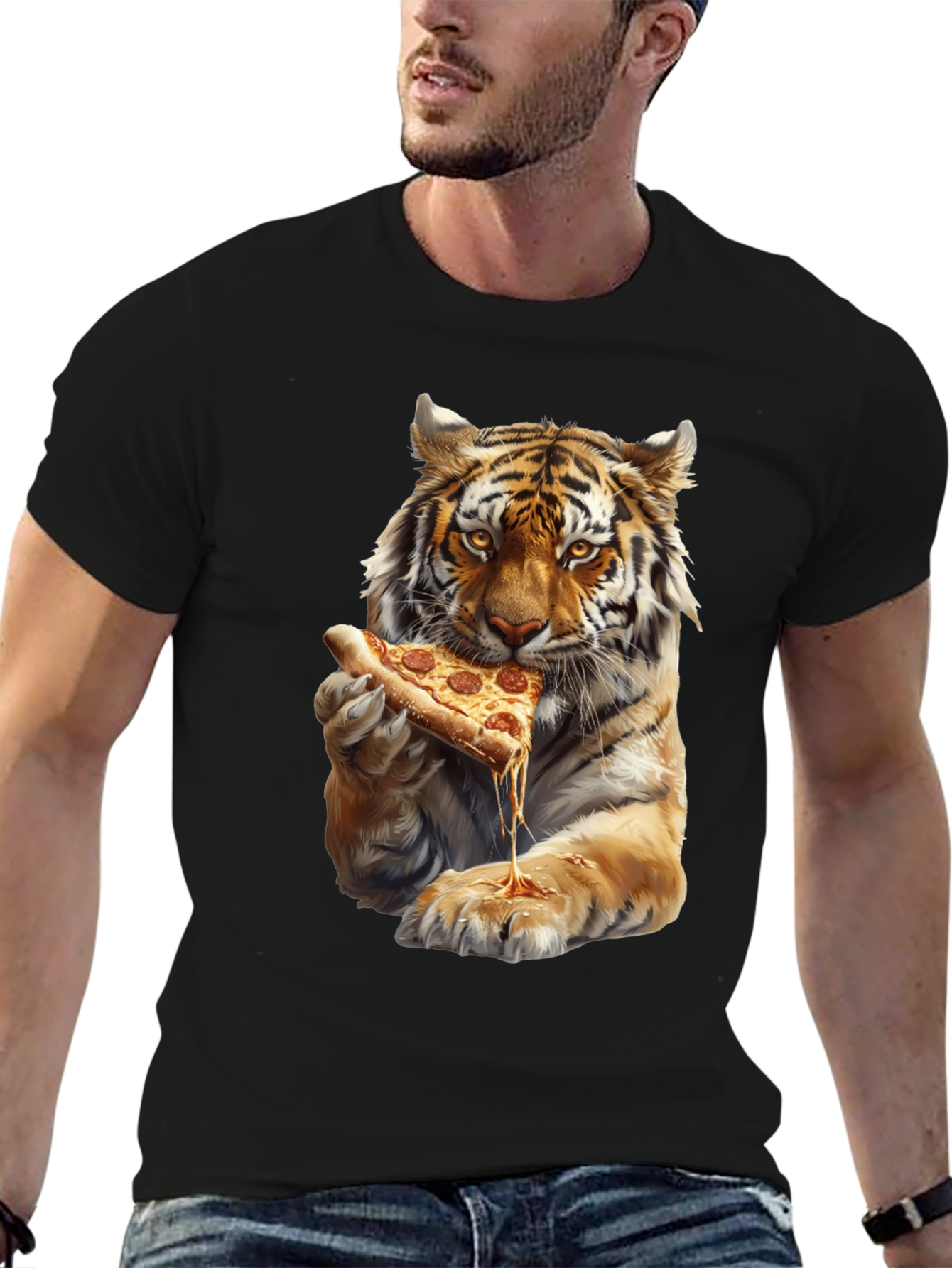 Tiger Eating Pizza Graphic Tee