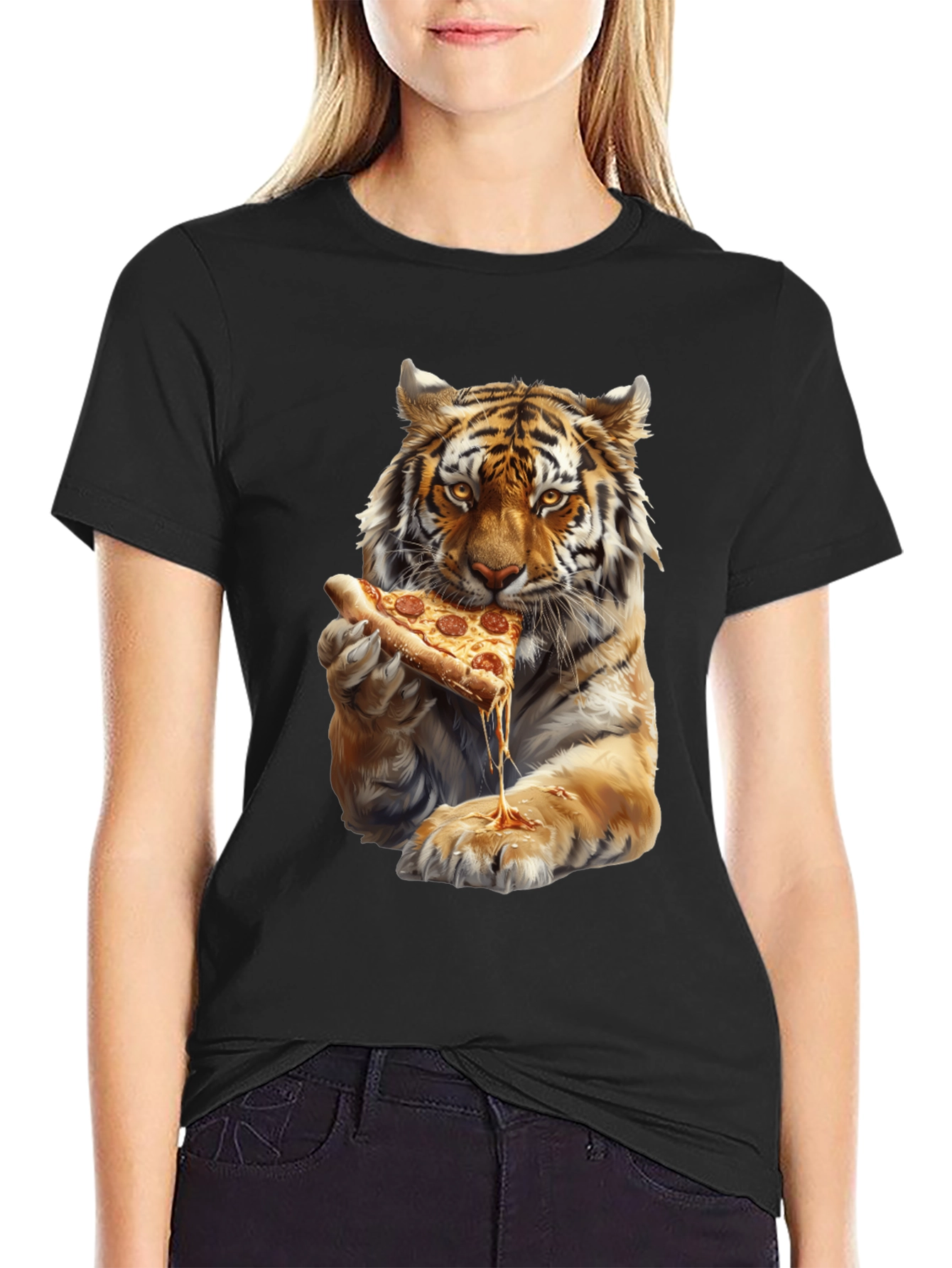 Tiger Eating Pizza Graphic Tee