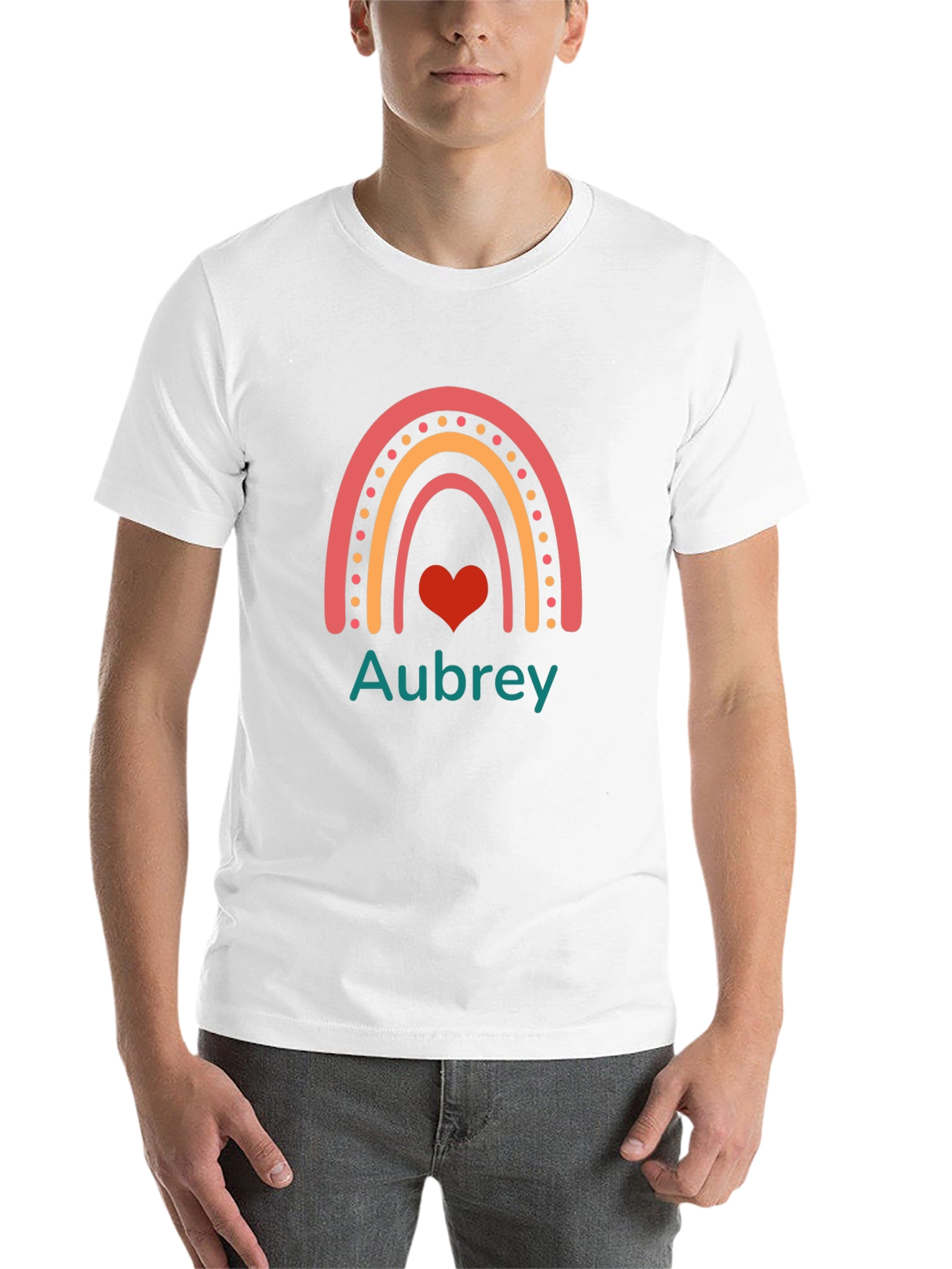 Aubrey Rainbow Heart Personalized Tee