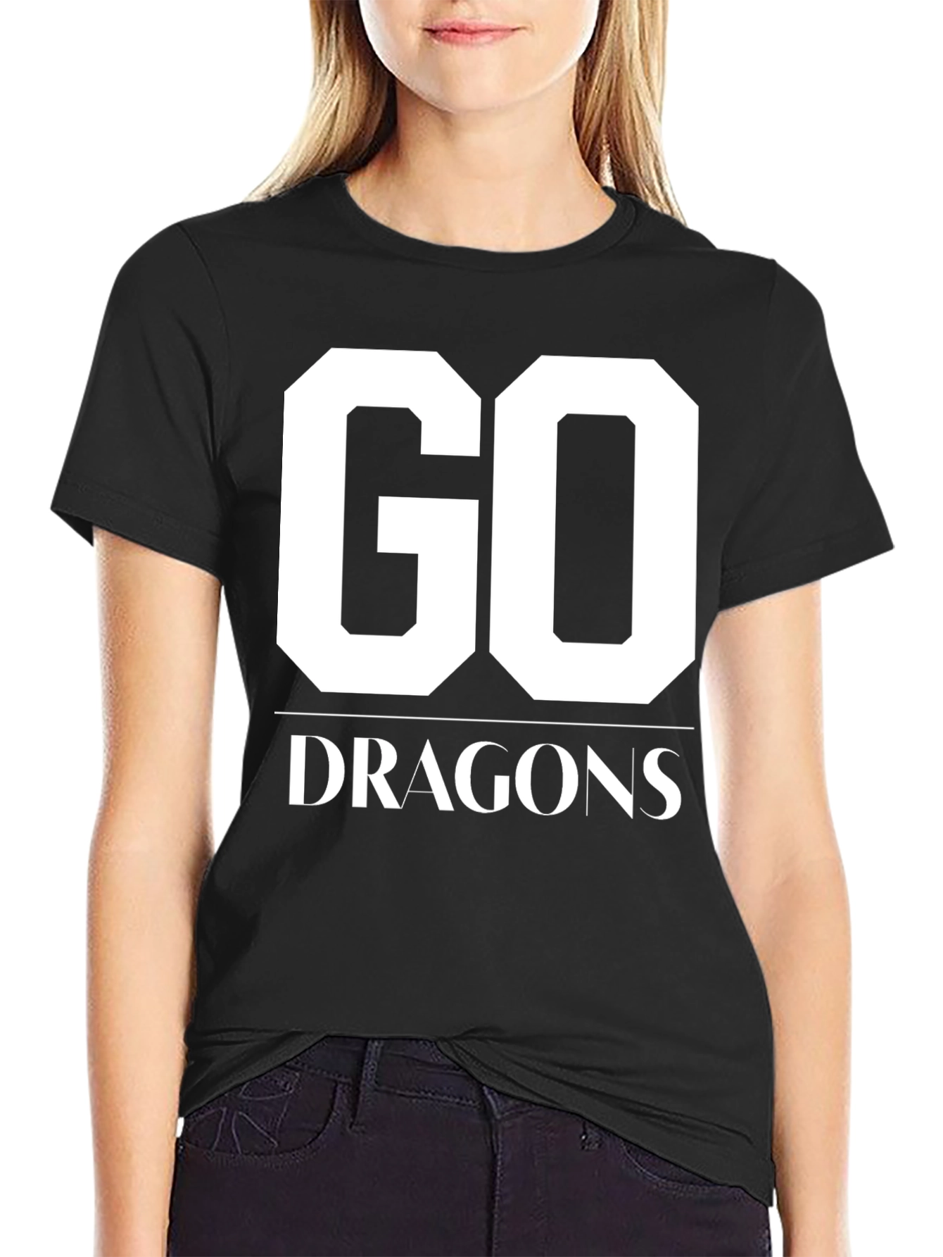 Go Dragons T-Shirt Black Cotton Graphic Tee