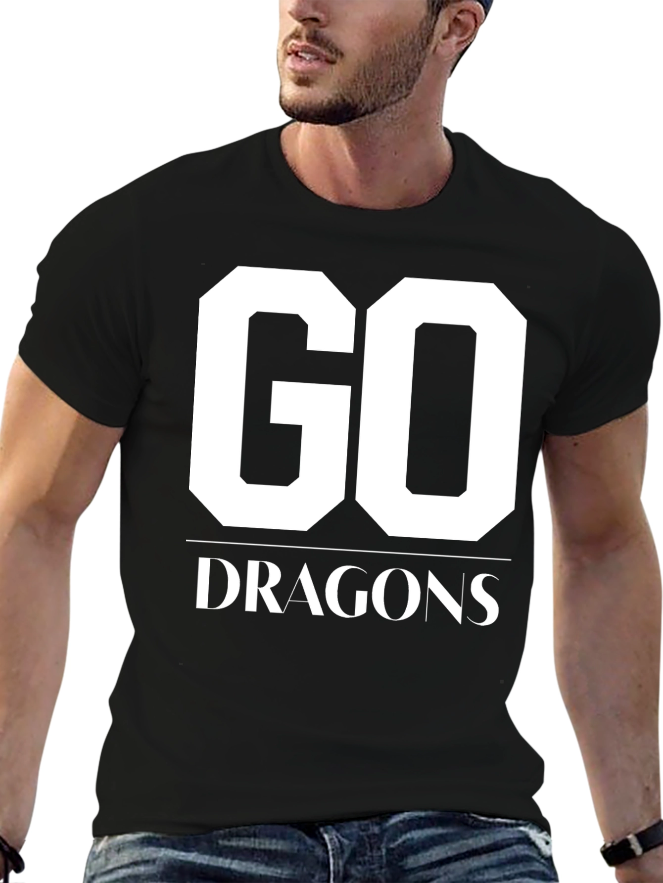 Go Dragons T-Shirt Black Cotton Graphic Tee
