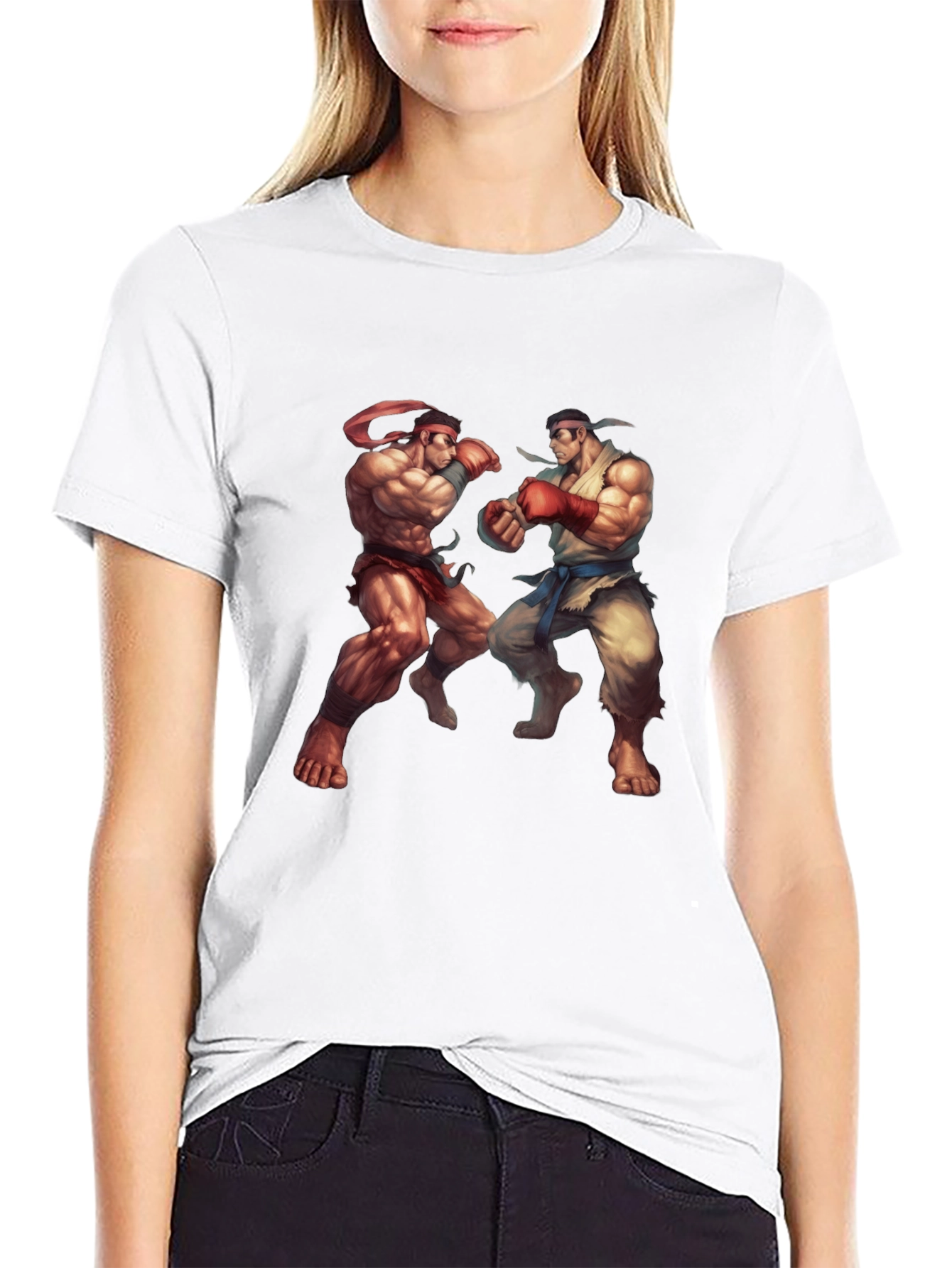 Street Fighter Graphic Tee - Black Cotton Blend
