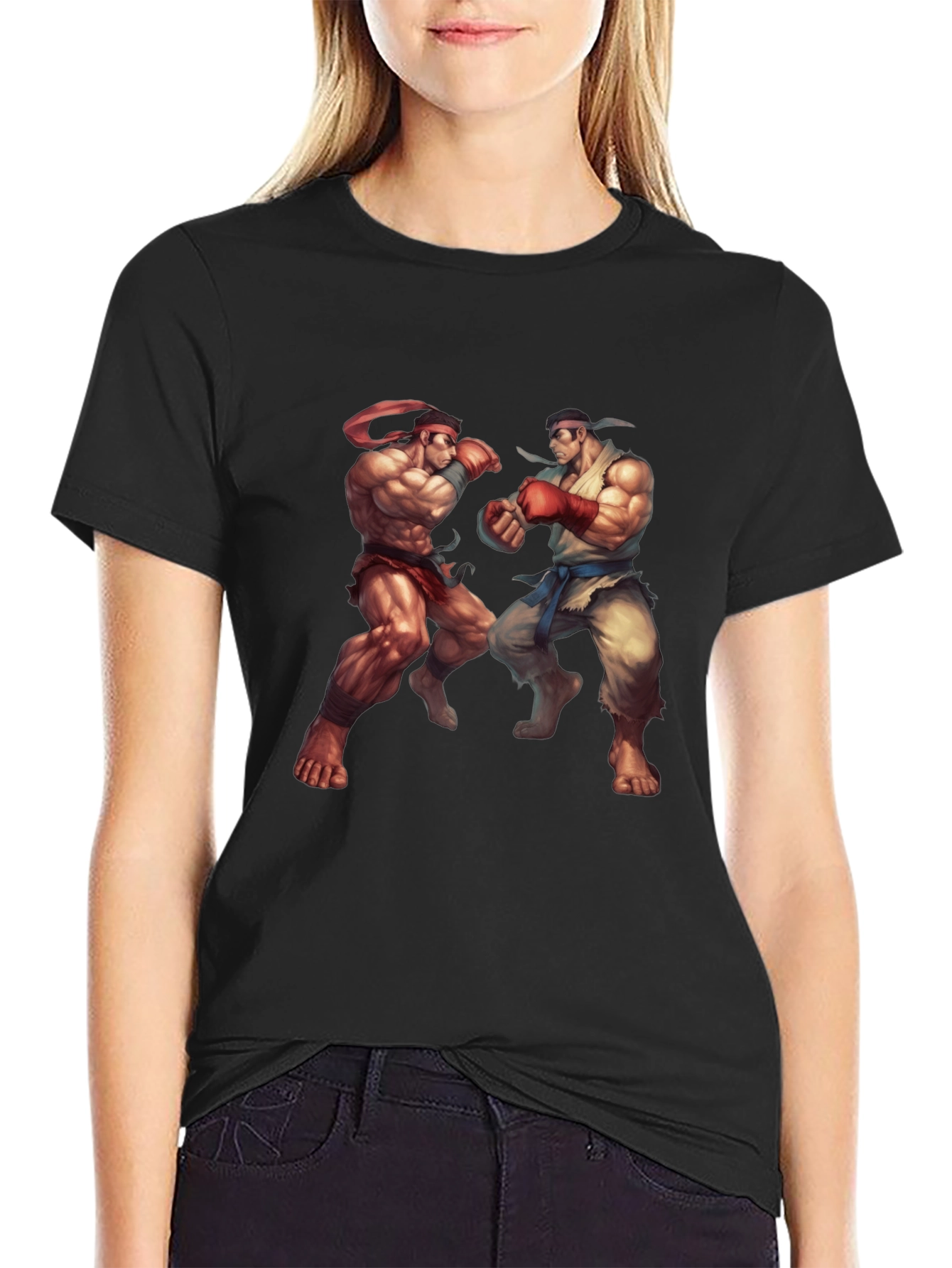 Street Fighter Graphic Tee - Black Cotton Blend