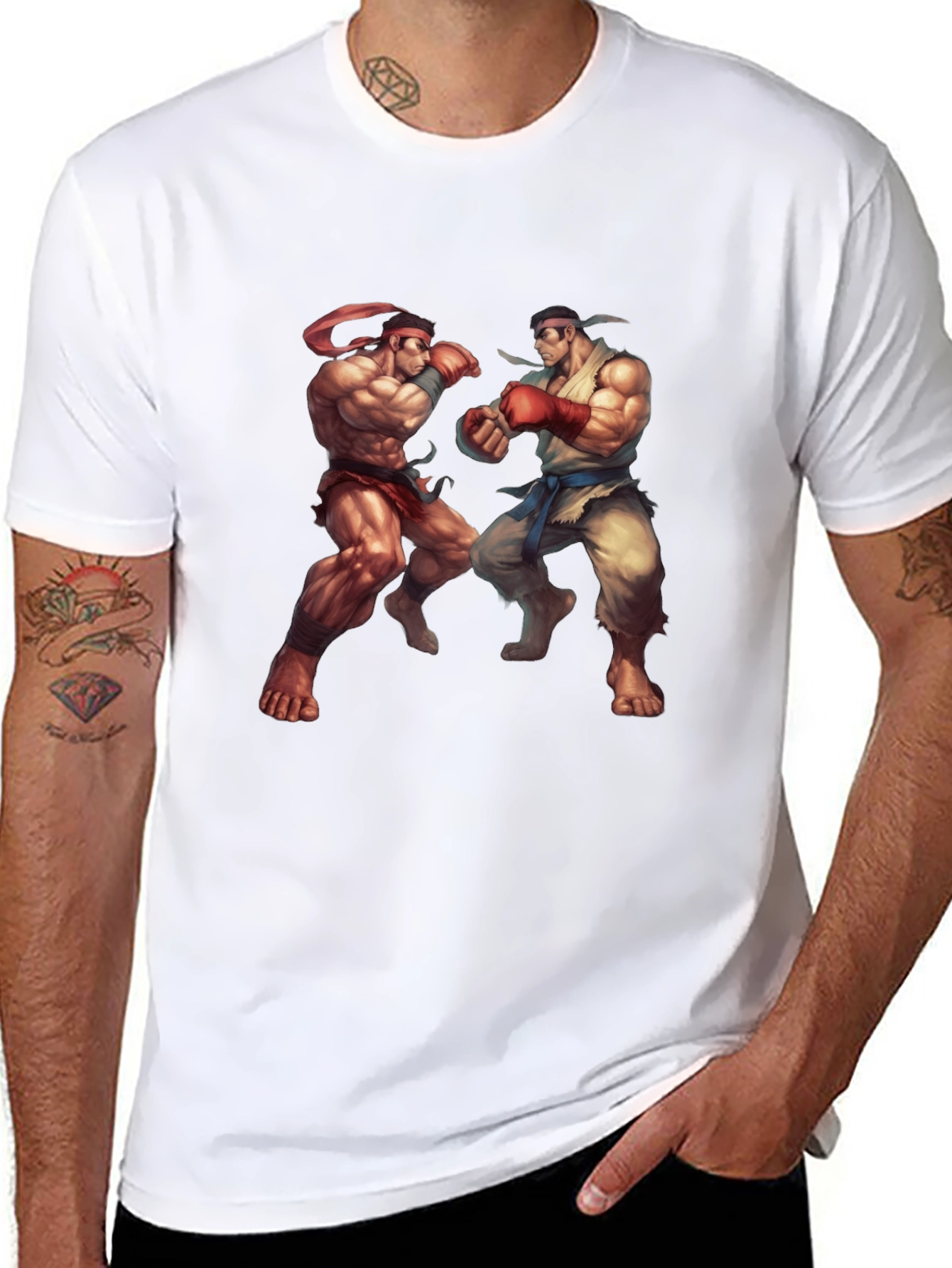 Street Fighter Graphic Tee - Black Cotton Blend